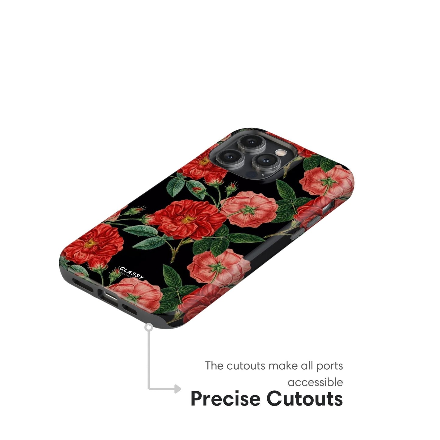 Black Flower Tough Case - Classy Cases - Phone Case - iPhone 17 - Glossy - 