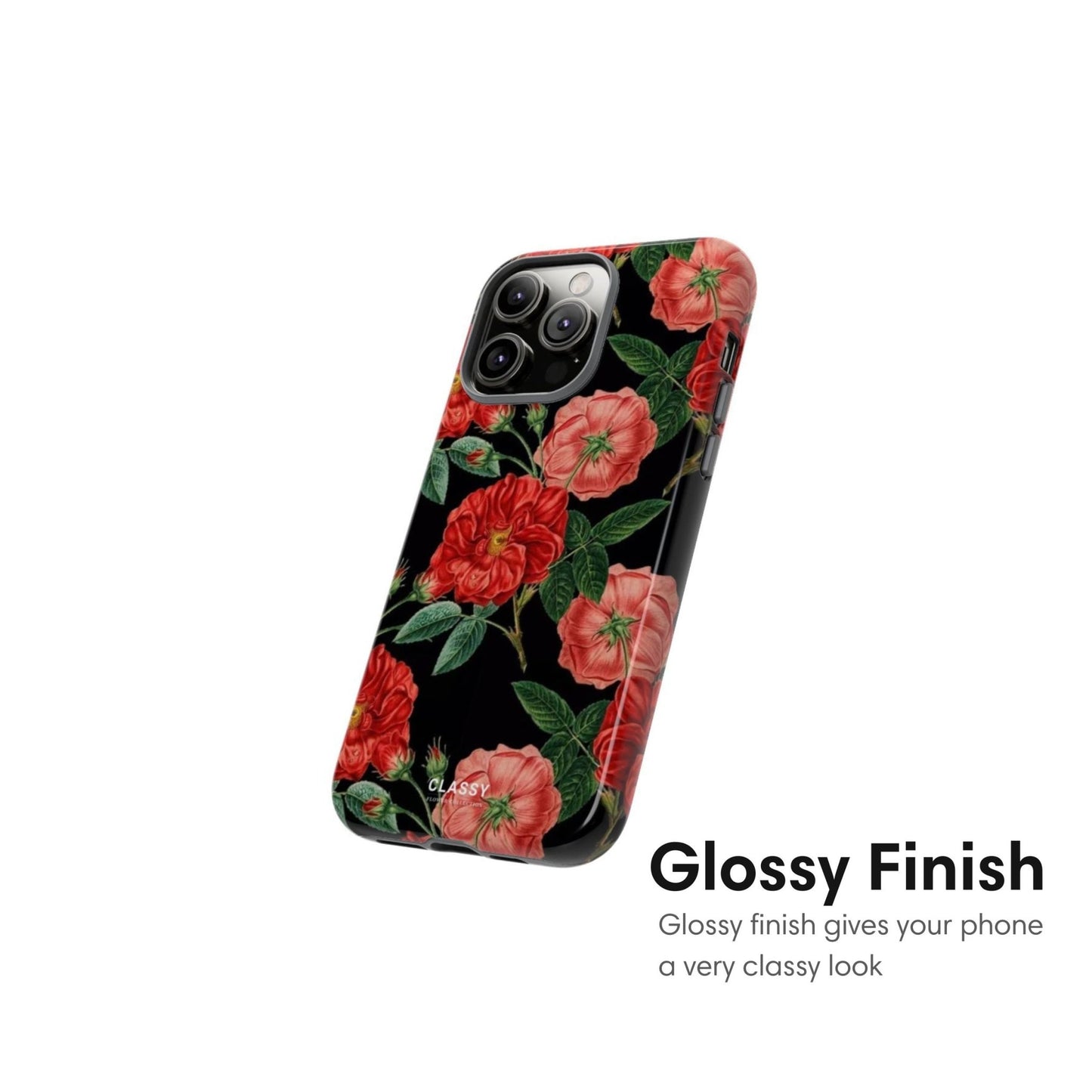 Black Flower Tough Case - Classy Cases - Phone Case - iPhone 17 - Glossy - 