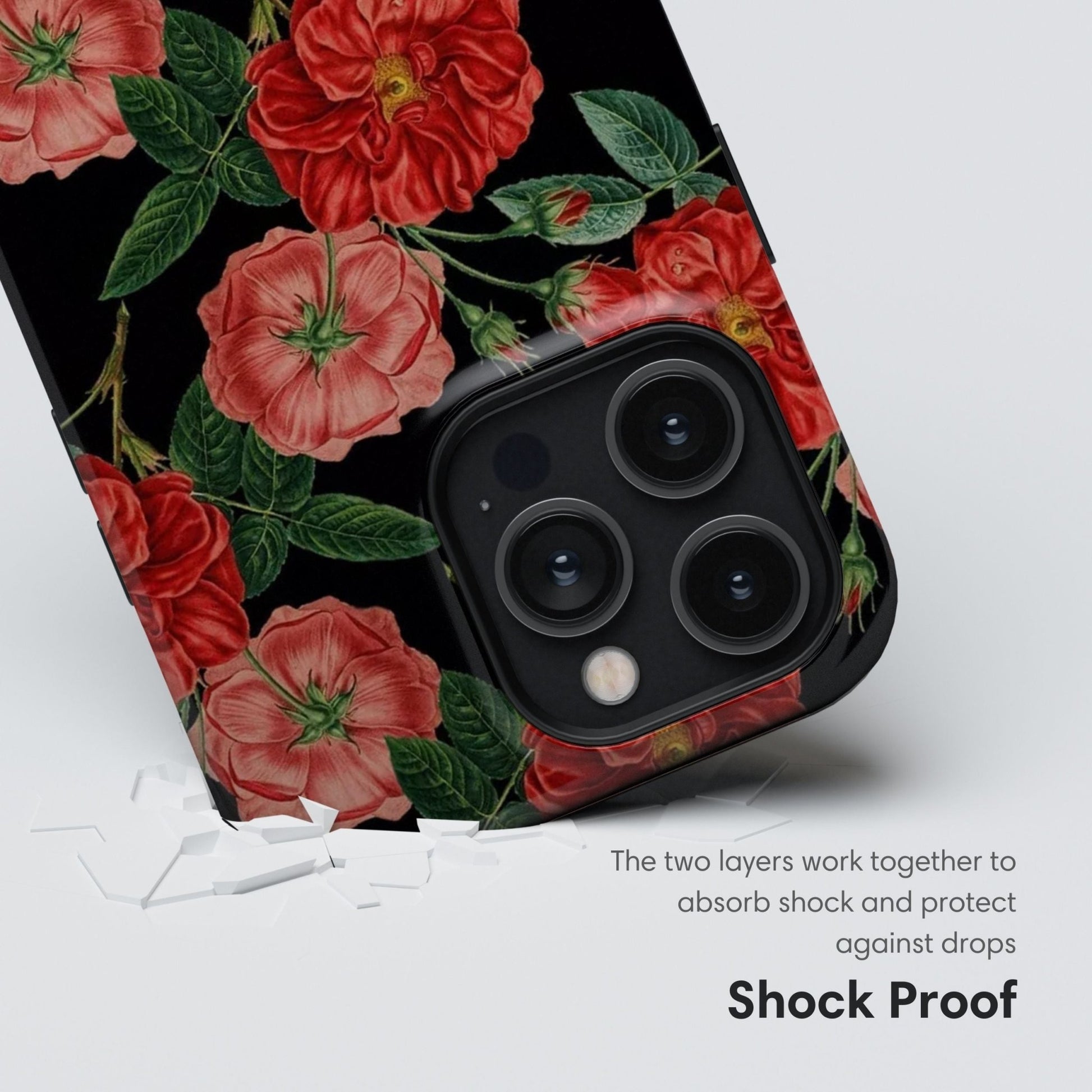 Black Flower Tough Case - Classy Cases - Phone Case - iPhone 17 - Glossy - 