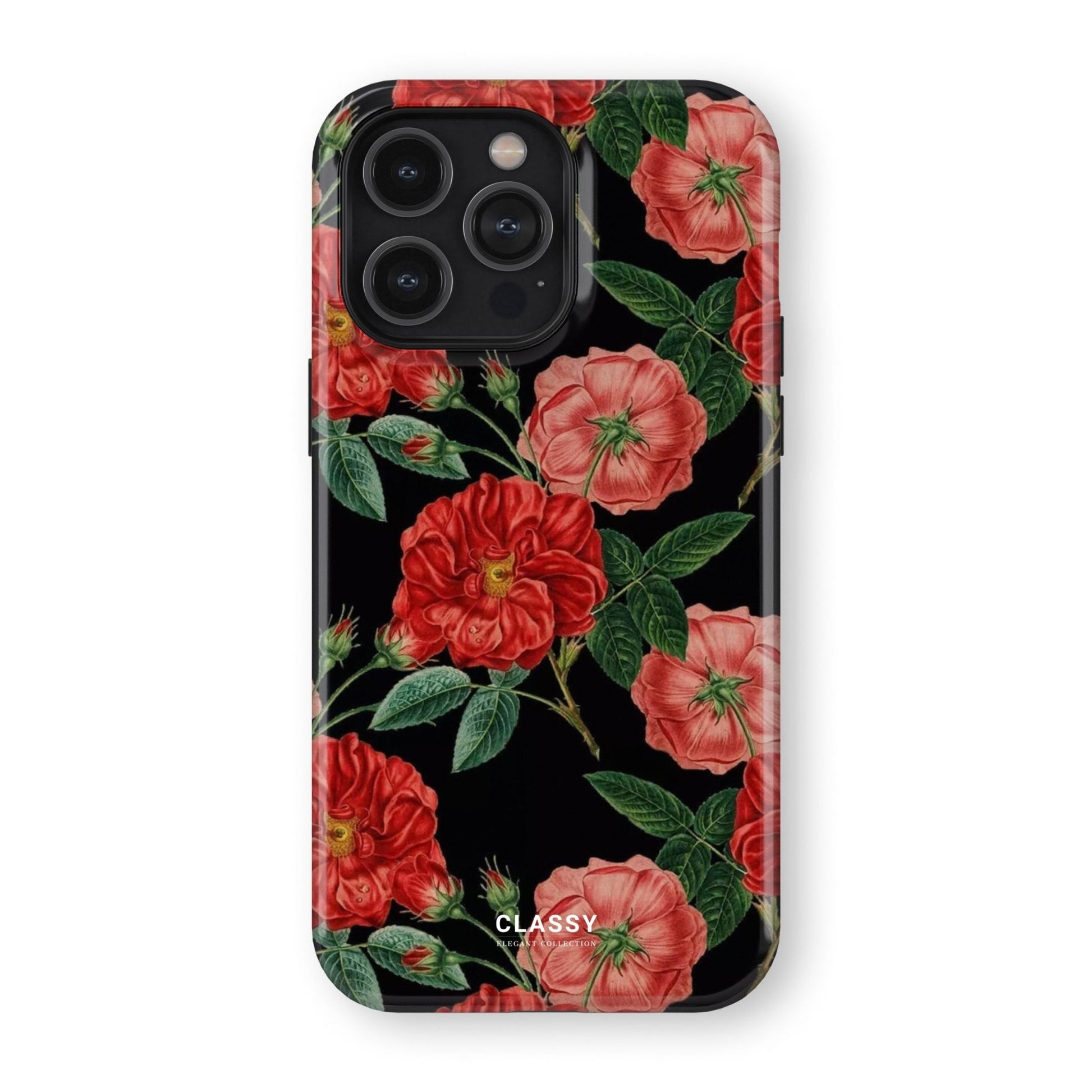 Black Flower Tough Case - Classy Cases - Phone Case - iPhone 17 - Glossy - 
