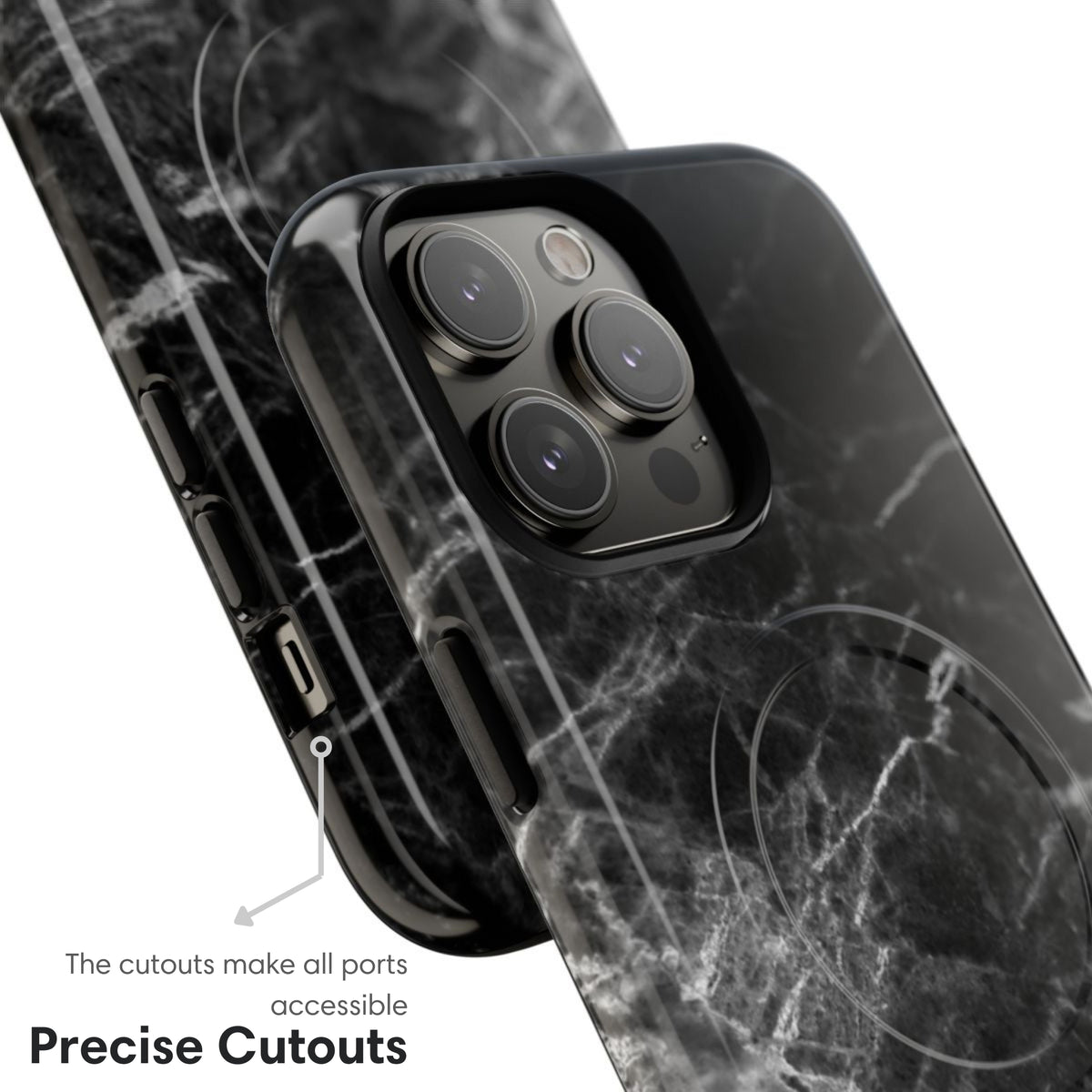 Black Marble MagSafe Tough Case - Classy Cases - Phone Case - iPhone 17 - Glossy -