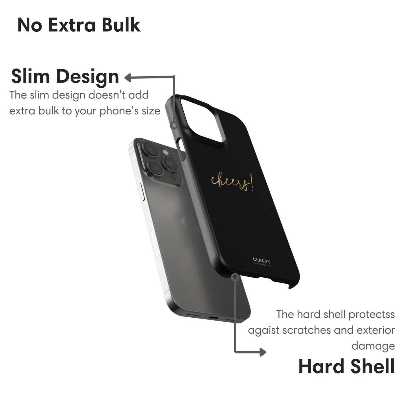 Black Snap Case with Gold Title - Classy Cases - Phone Case - iPhone 17 - Glossy - 