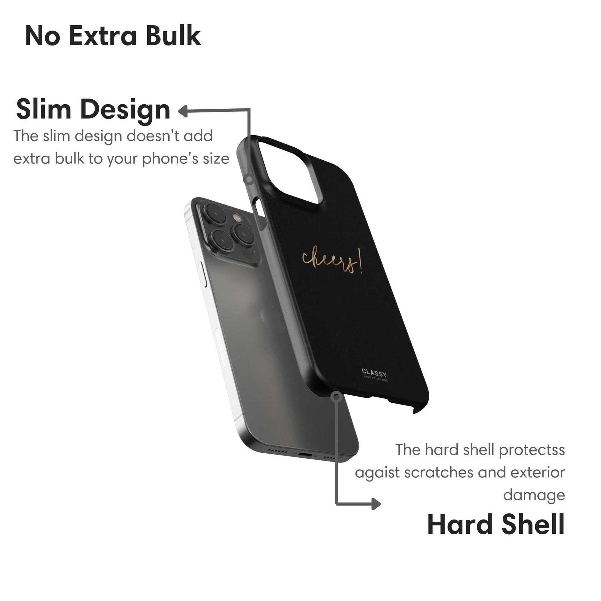 Black Snap Case with Gold Title - Classy Cases - Phone Case - iPhone 17 - Glossy - 