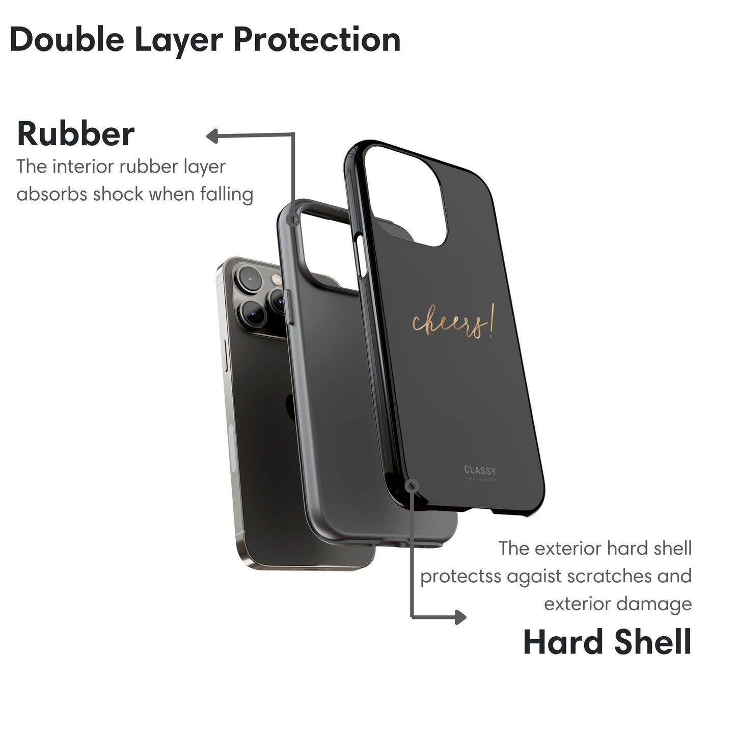 Black Tough Case with Gold Title - Classy Cases - Phone Case - iPhone 17 - Glossy - 