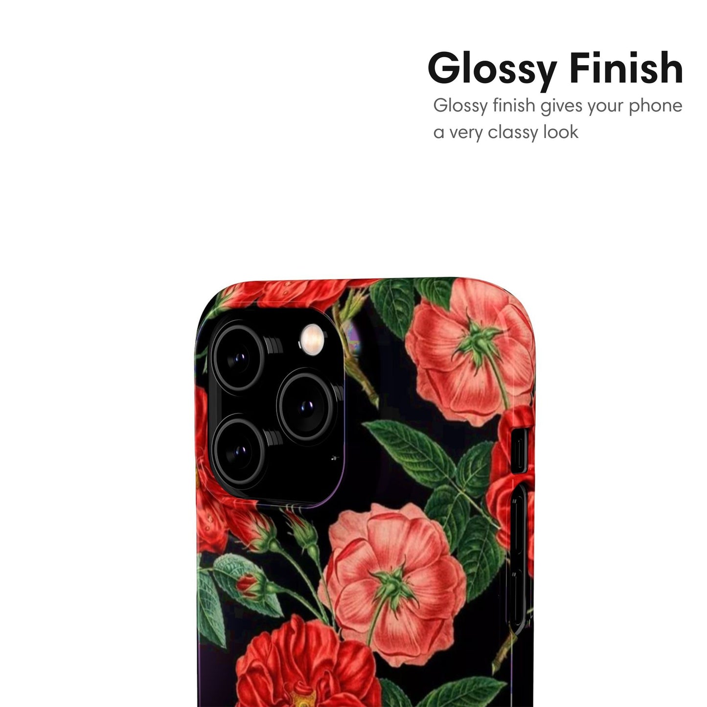 Black Flowers Snap Case glossy