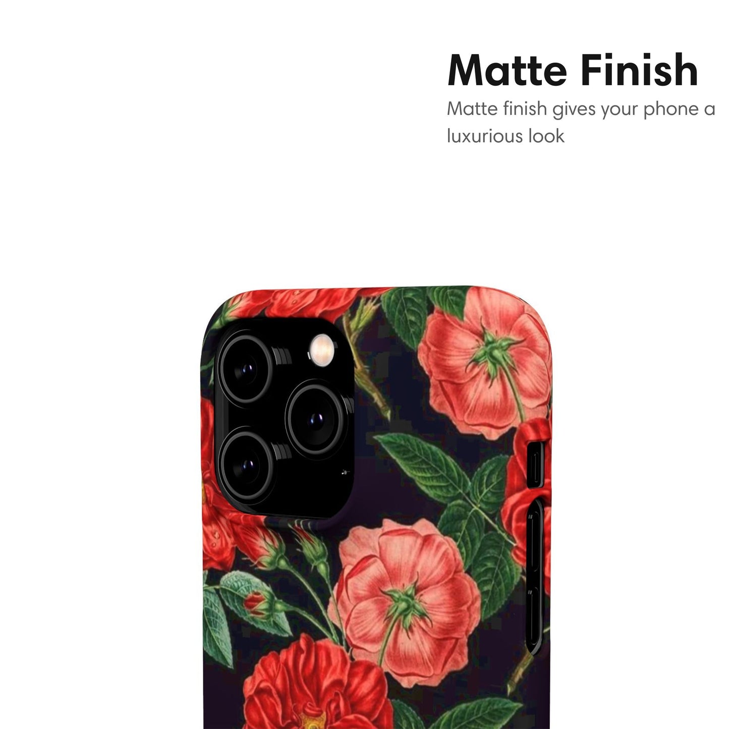 Black Flowers Snap Case matte