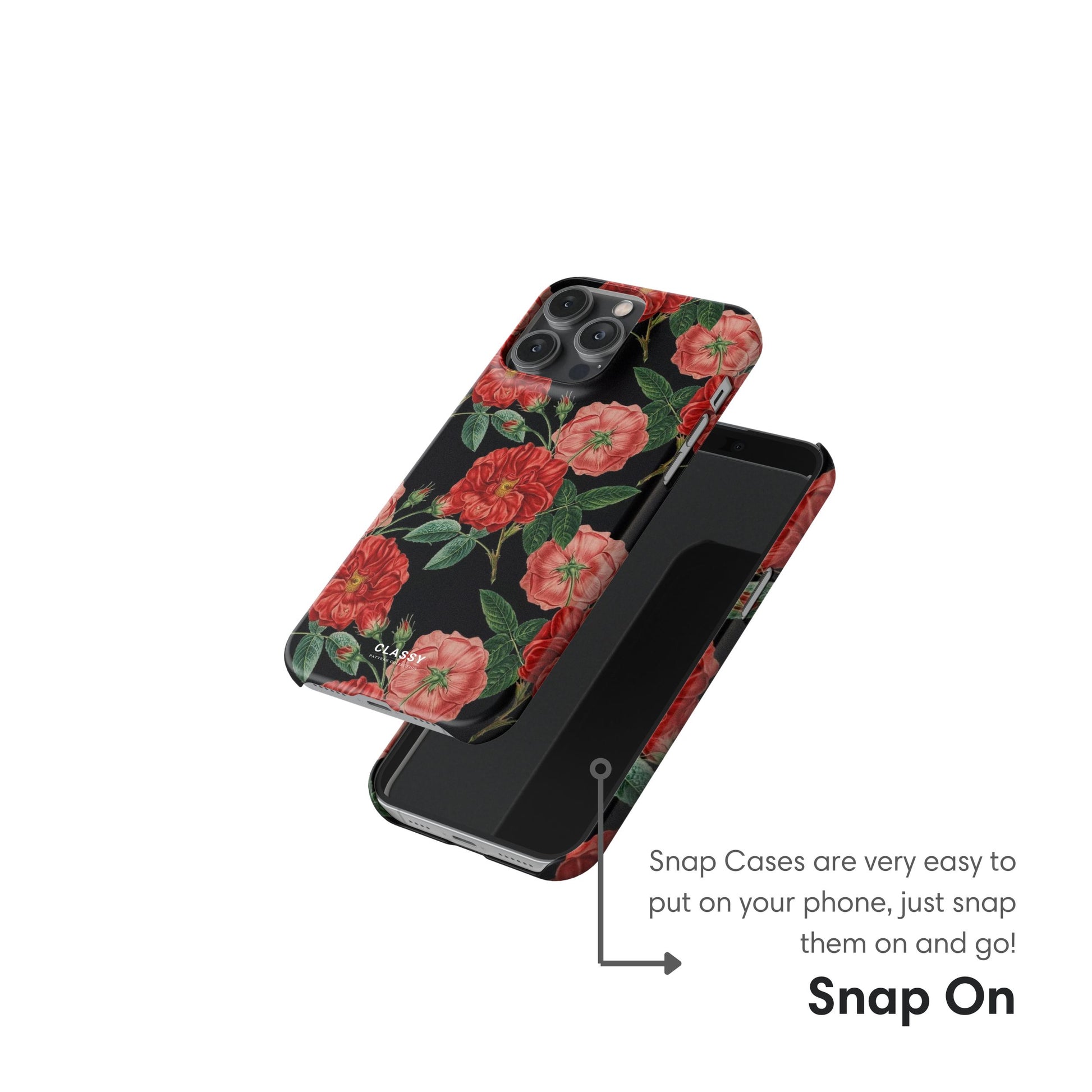 Black Flowers Snap Case snap on