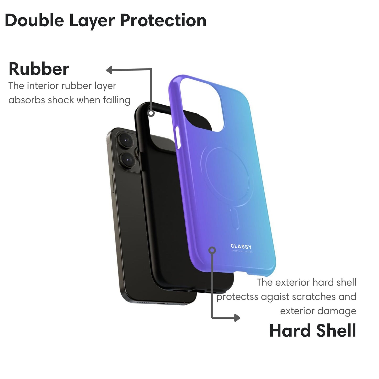 Blue and Purple Ombre MagSafe Tough Case - Classy Cases - Phone Case - iPhone 17 - Glossy - 