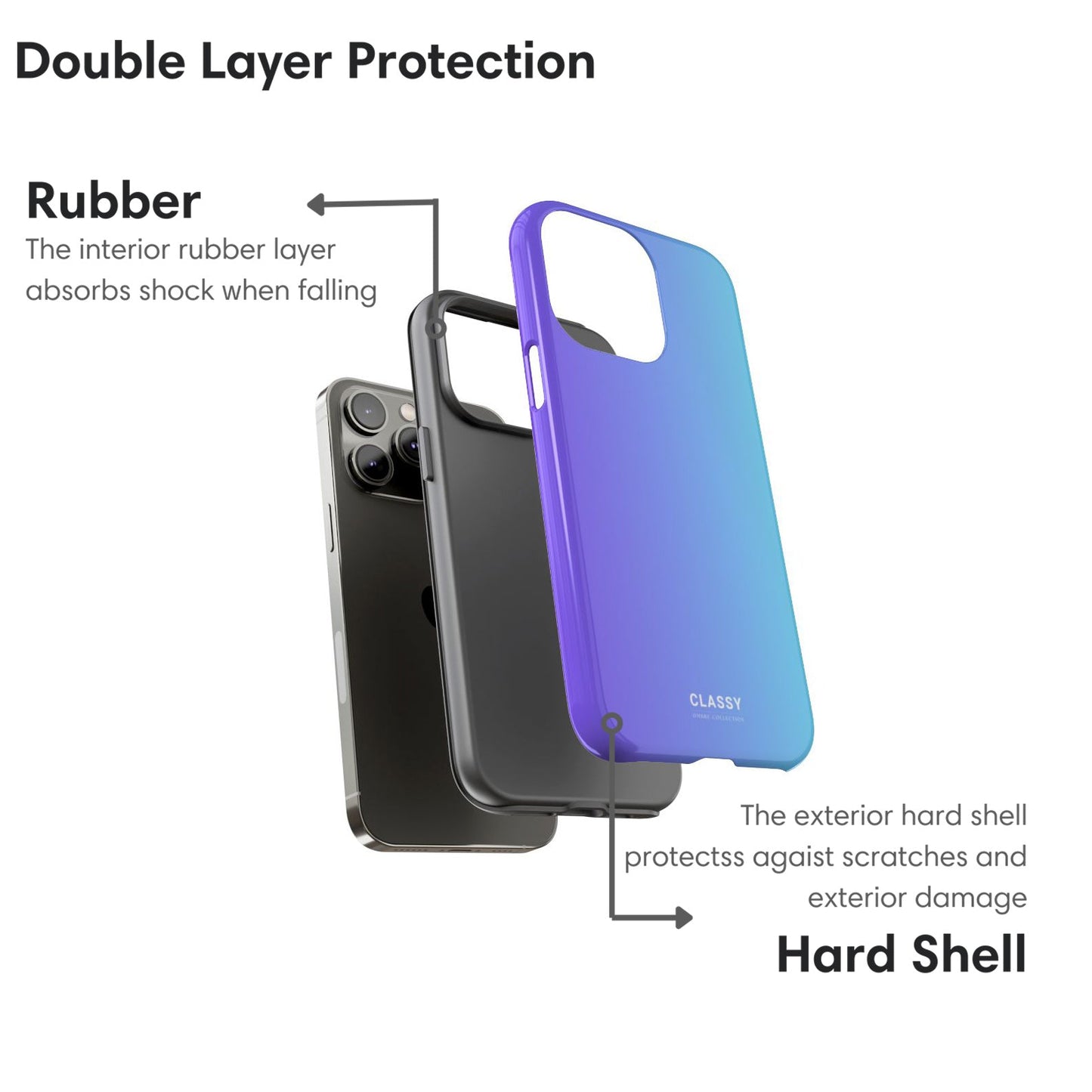 Blue and Purple Ombre Tough Case - Classy Cases - Phone Case - iPhone 17 - Glossy - 