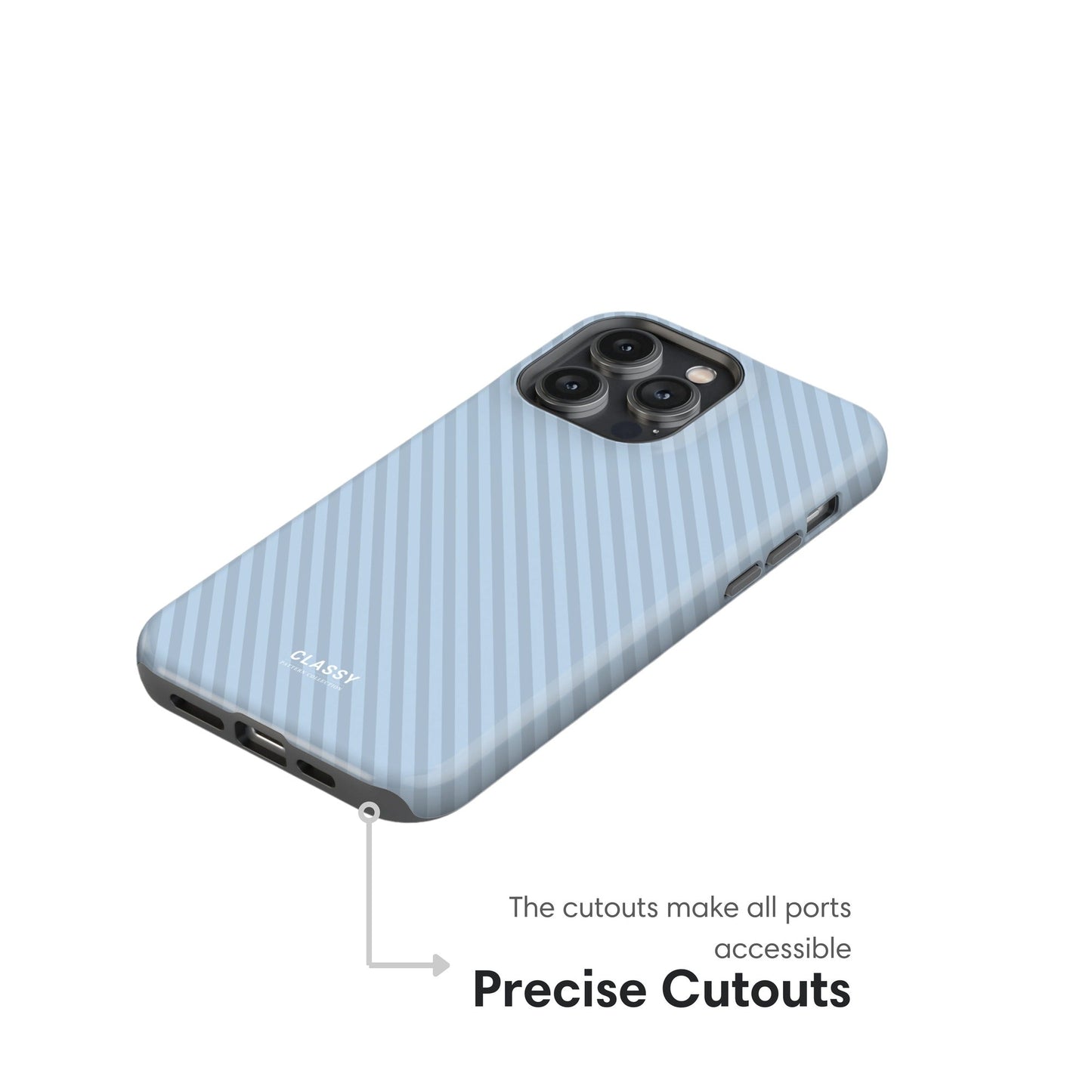 Blue Striped Tough Case - Classy Cases - Phone Case - iPhone 17 - Glossy - 