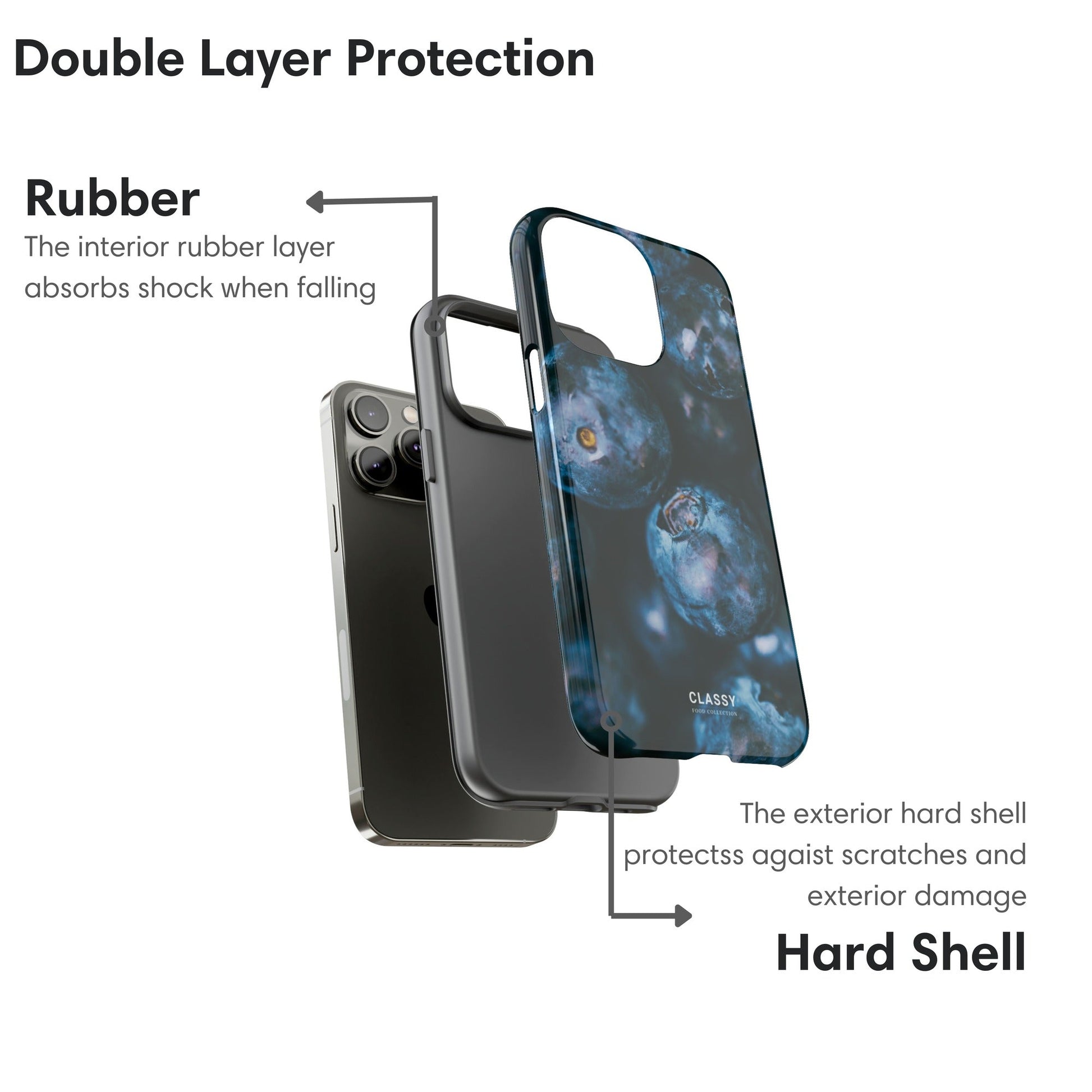 Blueberries Tough Case - Classy Cases - Phone Case - iPhone 17 - Glossy - 