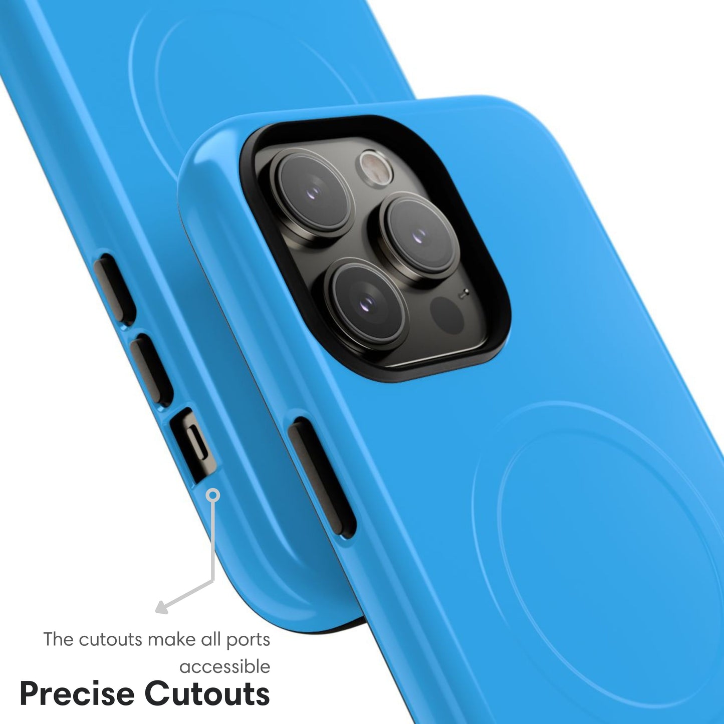 Sky Blue MagSafe Tough Case cutouts