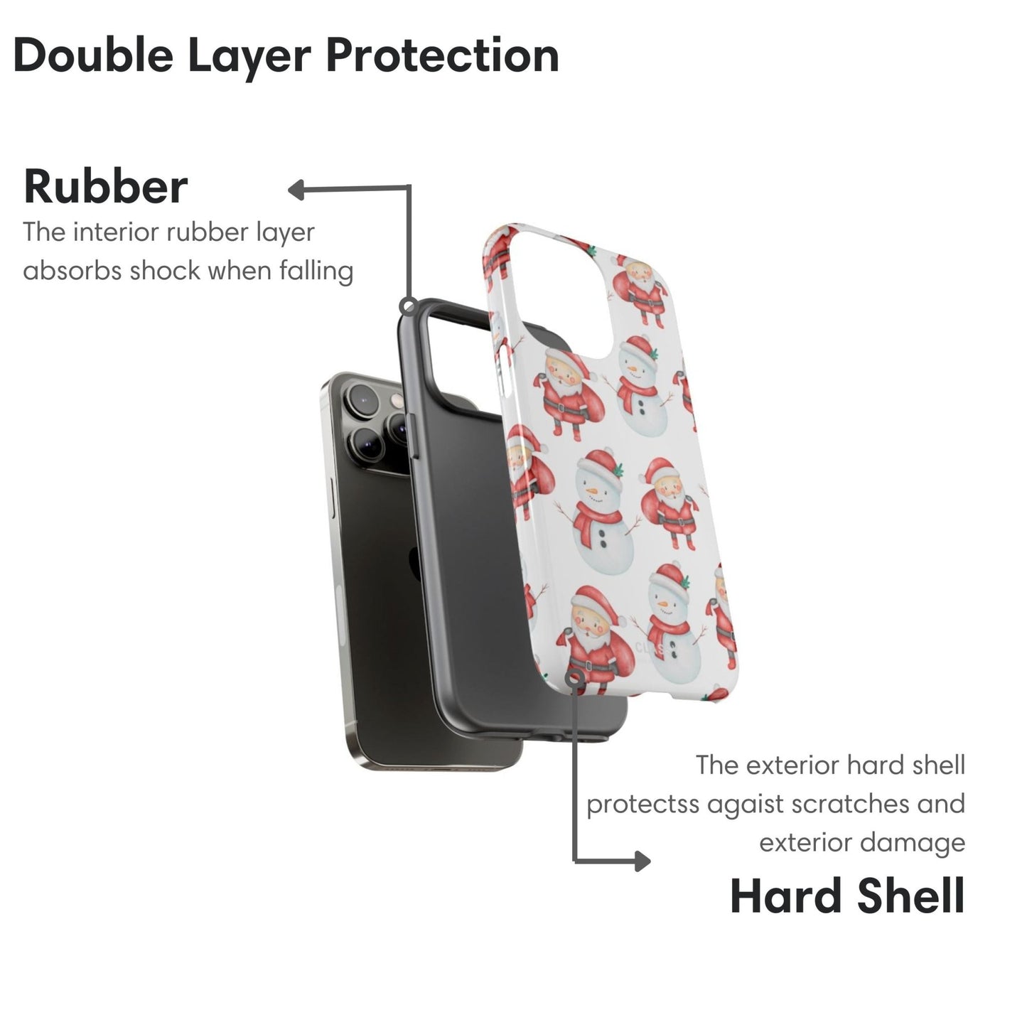 Christmas Tough Case with Snowman and Santa - Classy Cases - Phone Case - iPhone 17 - Glossy - 