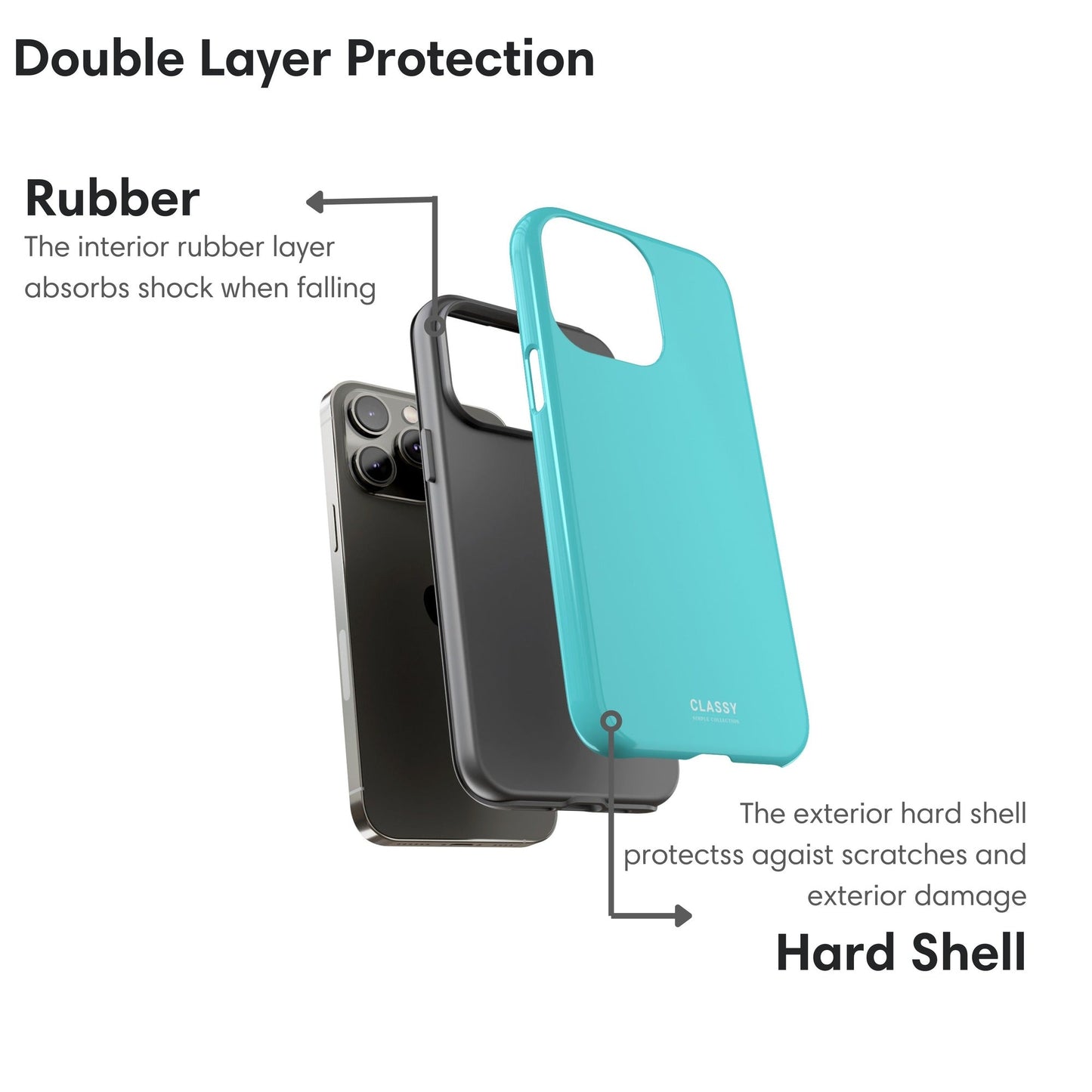 Cian Blue Tough Case - Classy Cases - Phone Case - iPhone 17 - Glossy - 