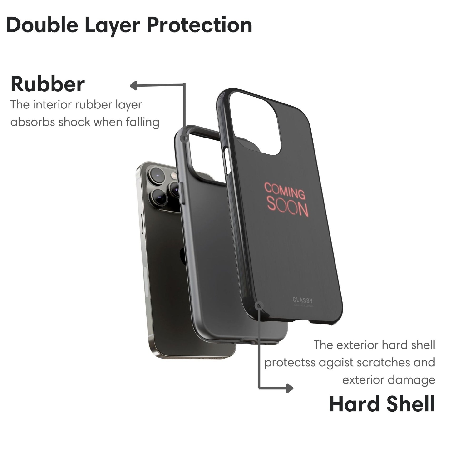 Coming Soon Black Tough Case - Classy Cases - Phone Case - iPhone 17 - Glossy - 