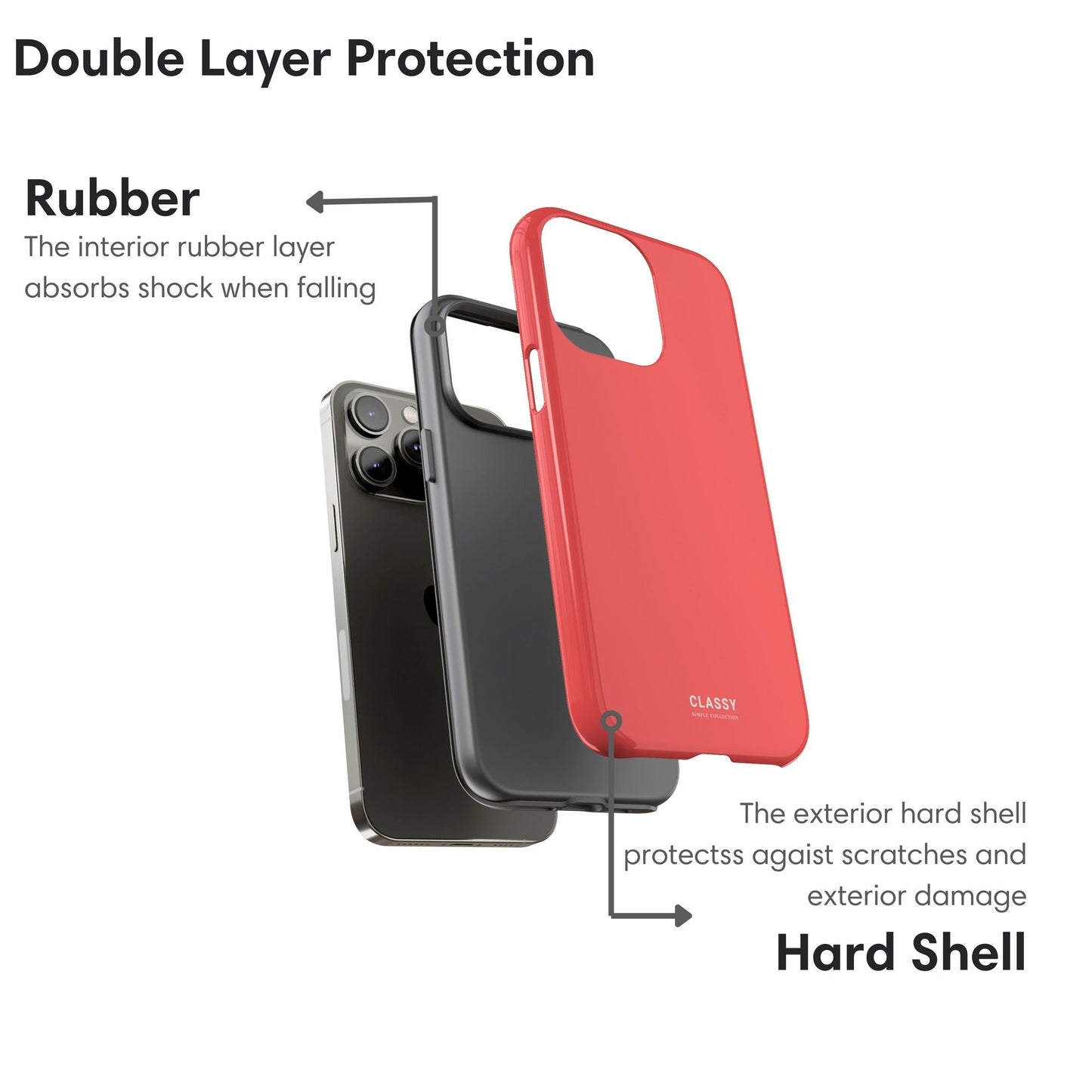 Coral Red Tough Case - Classy Cases - Phone Case - iPhone 17 - Glossy - 