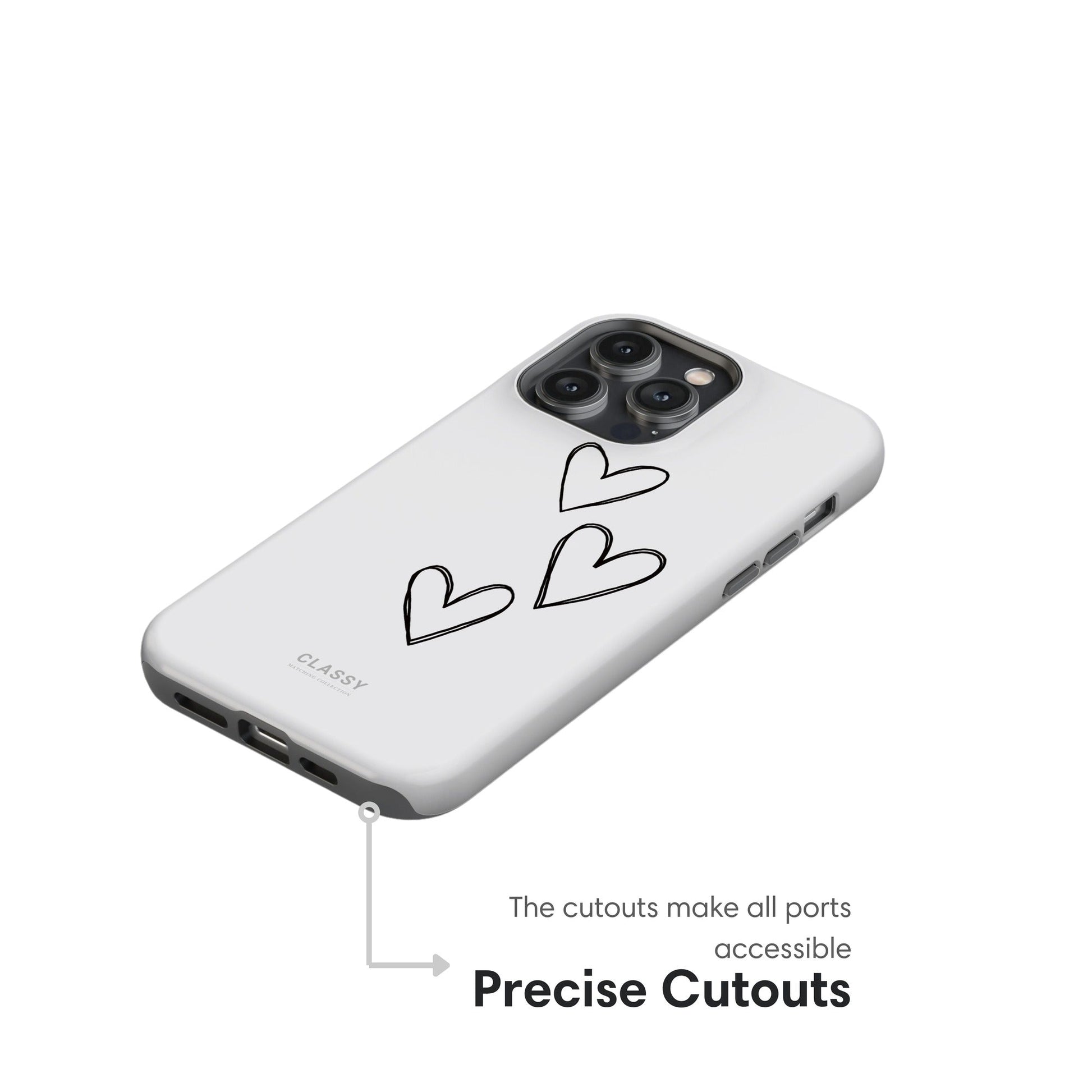 Couple Heart Tough Case - White - Classy Cases - Phone Case - iPhone 17 - Glossy - 
