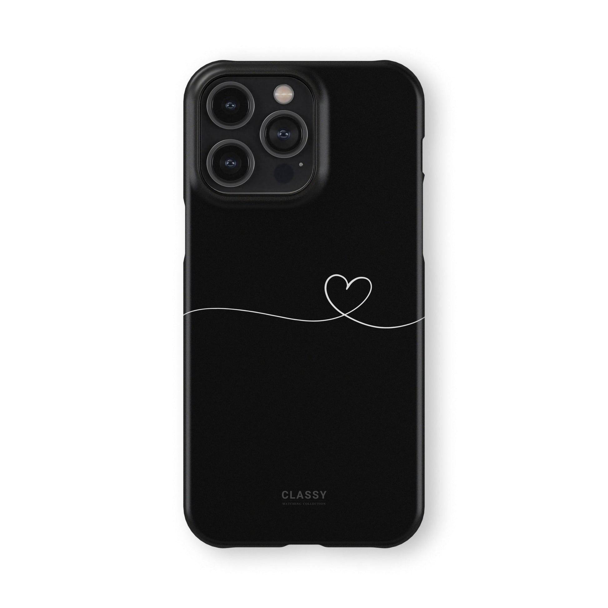 Couple Snap Case | Line Heart - Black - Classy Cases - Phone Case - iPhone 17 - Glossy - 