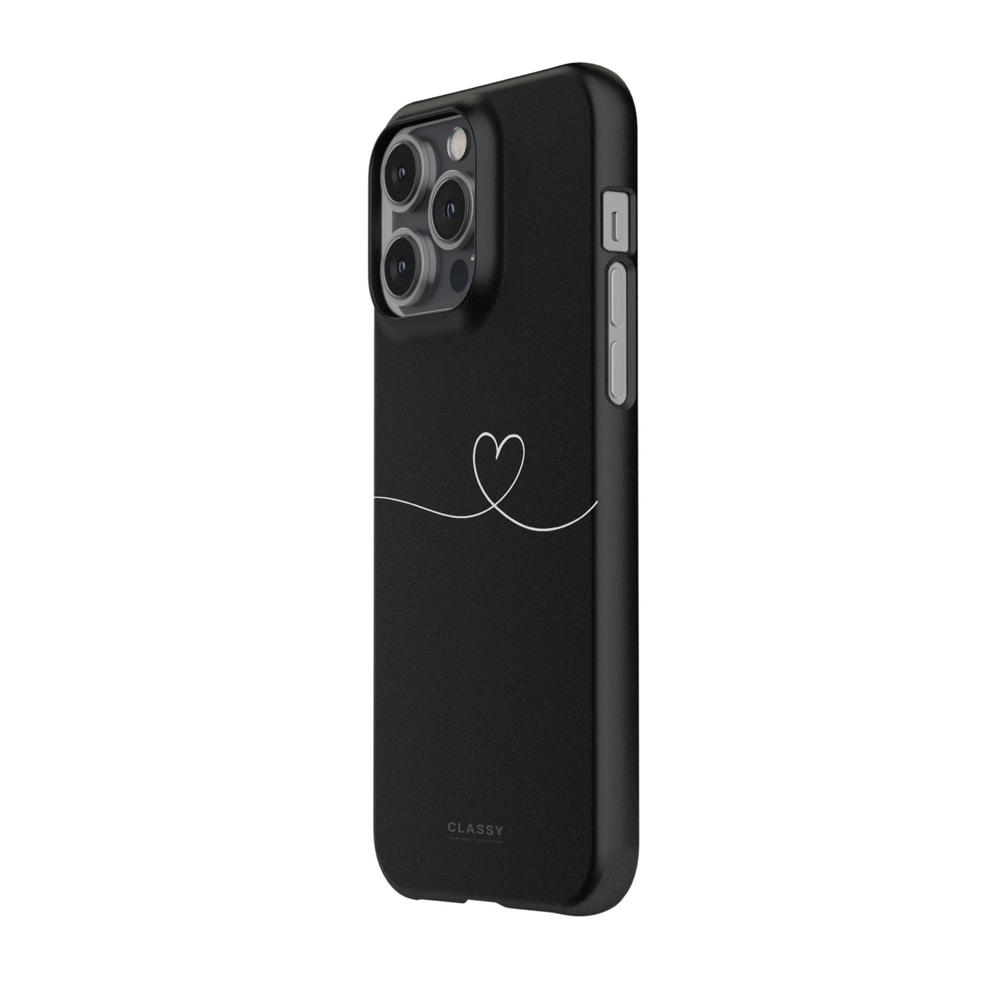 Couple Snap Case | Line Heart - Black - Classy Cases - Phone Case - iPhone 17 - Glossy - 