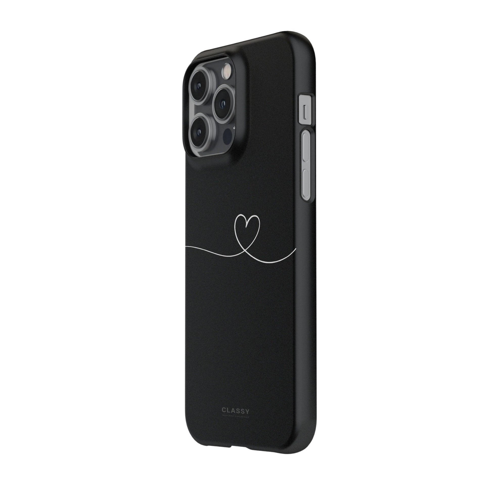 Couple Snap Case | Line Heart - Black - Classy Cases - Phone Case - iPhone 17 - Glossy - 