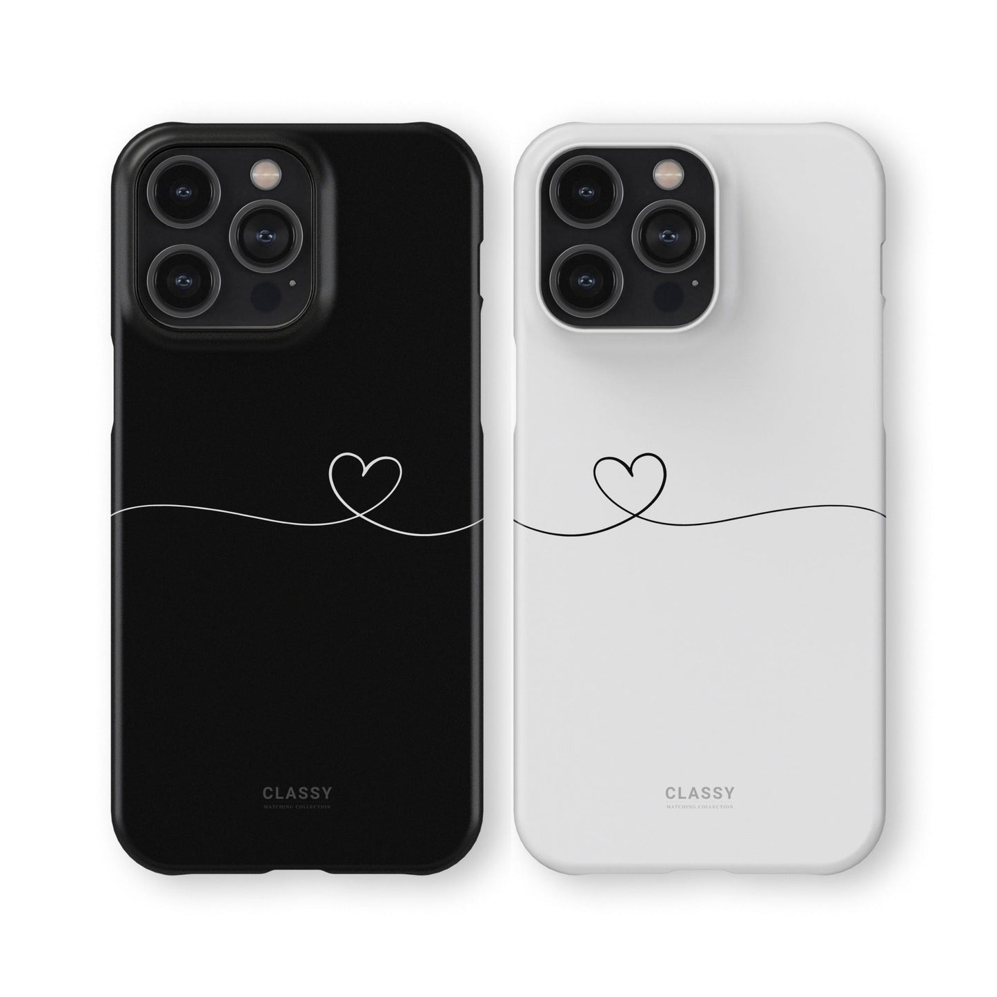 Couple Snap Case | Line Heart - Black - Classy Cases - Phone Case - iPhone 17 - Glossy - 
