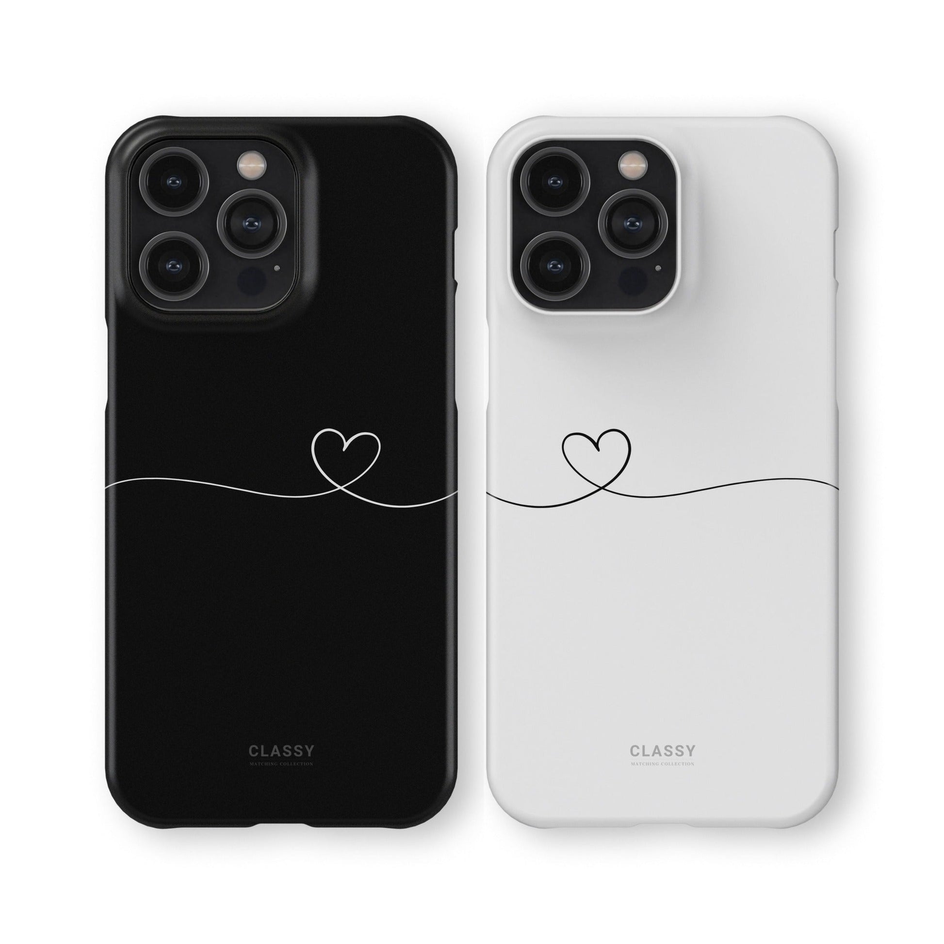 Couple Snap Case | Line Heart - Black - Classy Cases - Phone Case - iPhone 17 - Glossy - 