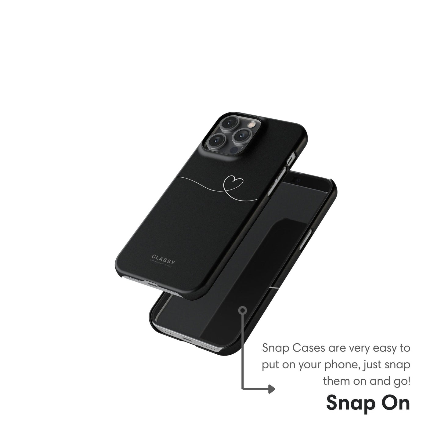 Couple Snap Case | Line Heart - Black - Classy Cases - Phone Case - iPhone 17 - Glossy - 