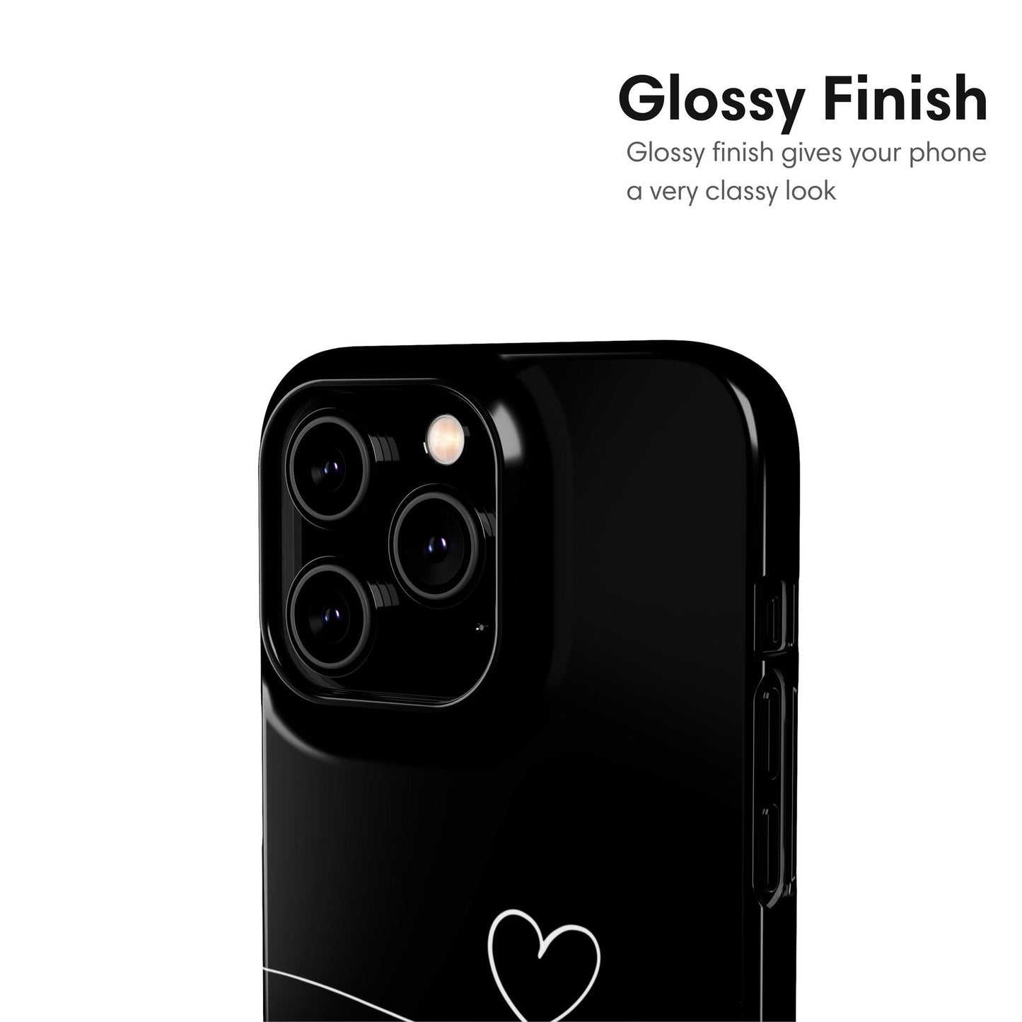 Couple Snap Case | Line Heart - Black - Classy Cases - Phone Case - iPhone 17 - Glossy - 