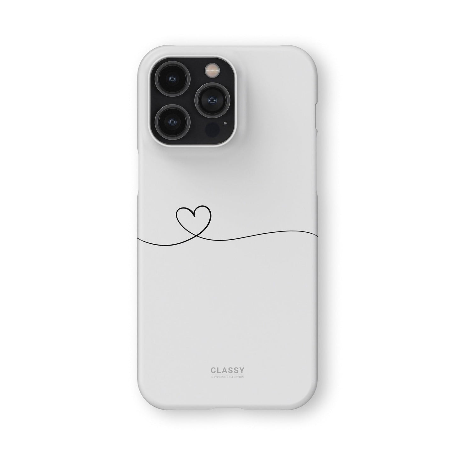 Couple Snap Case | Line Heart - White - Classy Cases - Phone Case - iPhone 17 - Glossy - 