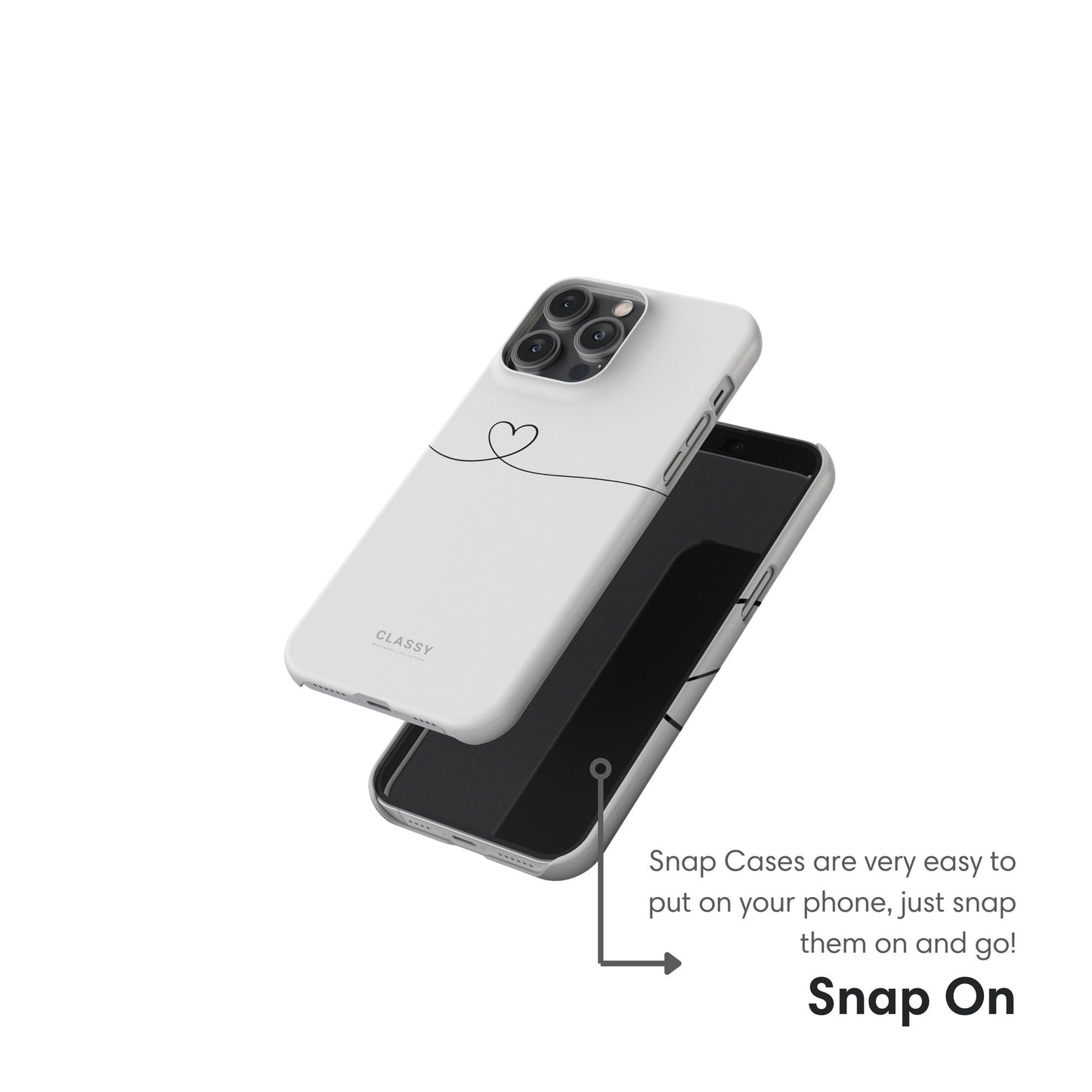 Couple Snap Case | Line Heart - White - Classy Cases - Phone Case - iPhone 17 - Glossy - 