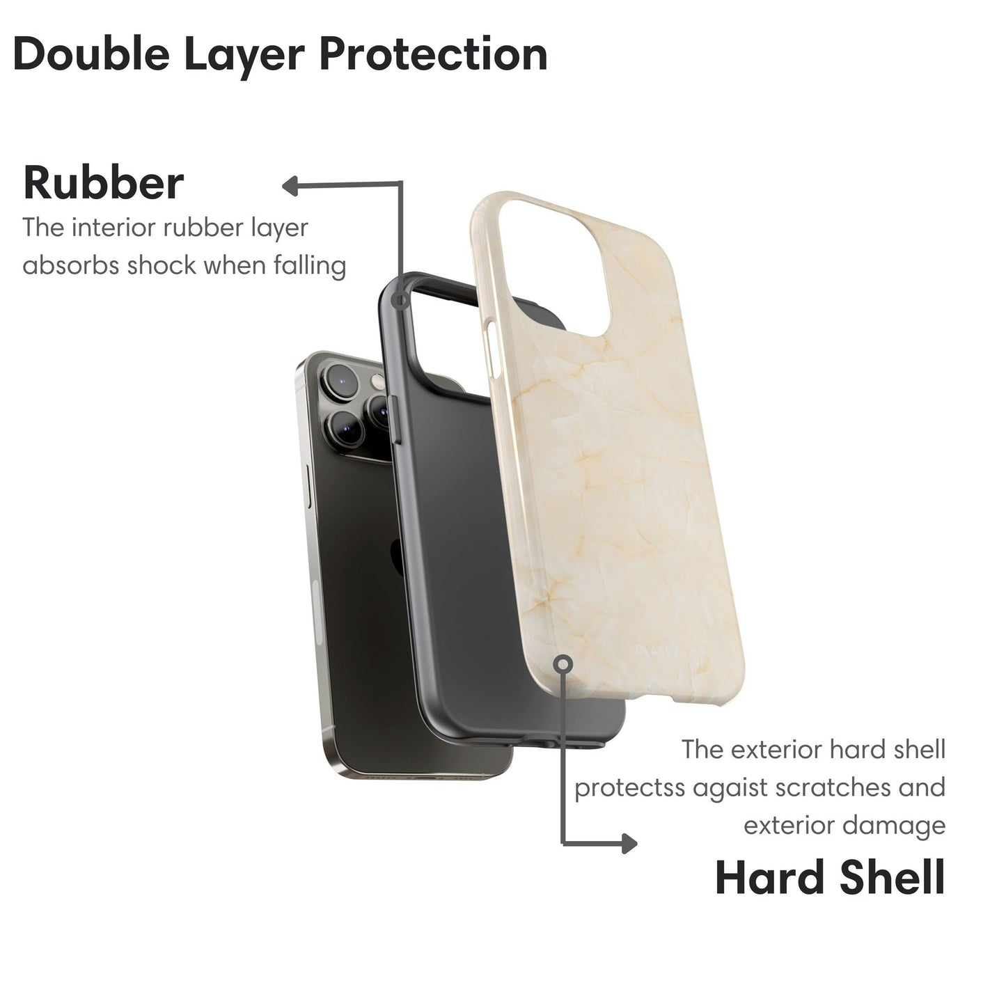 Cream Marble Tough Case - Classy Cases - Phone Case - iPhone 17 - Glossy - 