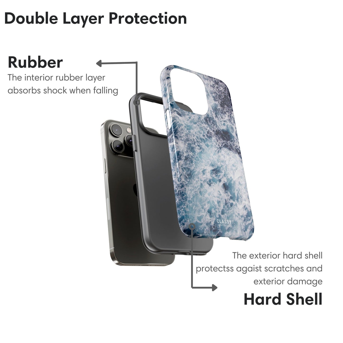 Dark Blue Ocean Tough Case - Classy Cases - Phone Case - iPhone 17 - Glossy - 