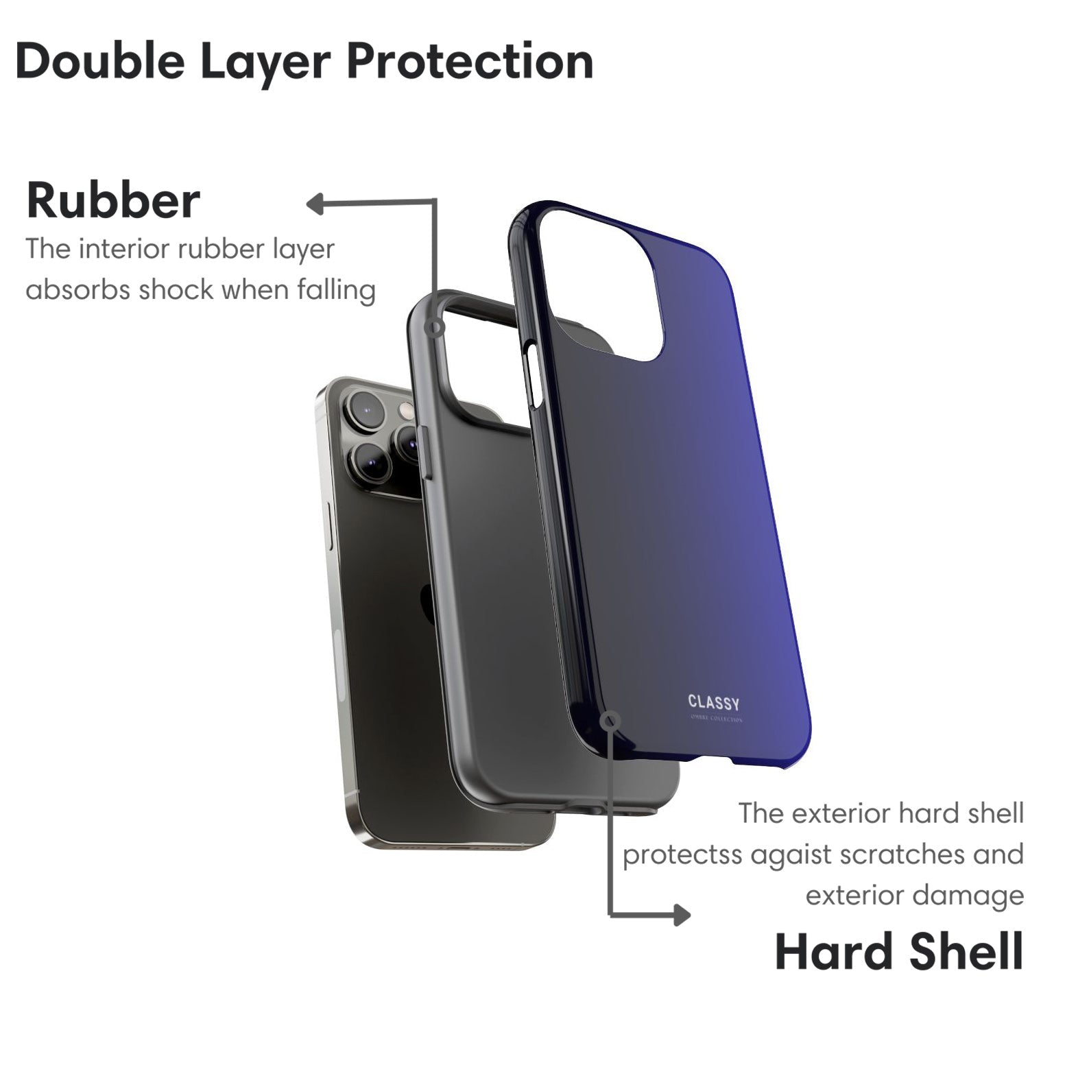 Dark Blue Ombre Tough Case - Classy Cases - Phone Case - iPhone 17 - Glossy - 