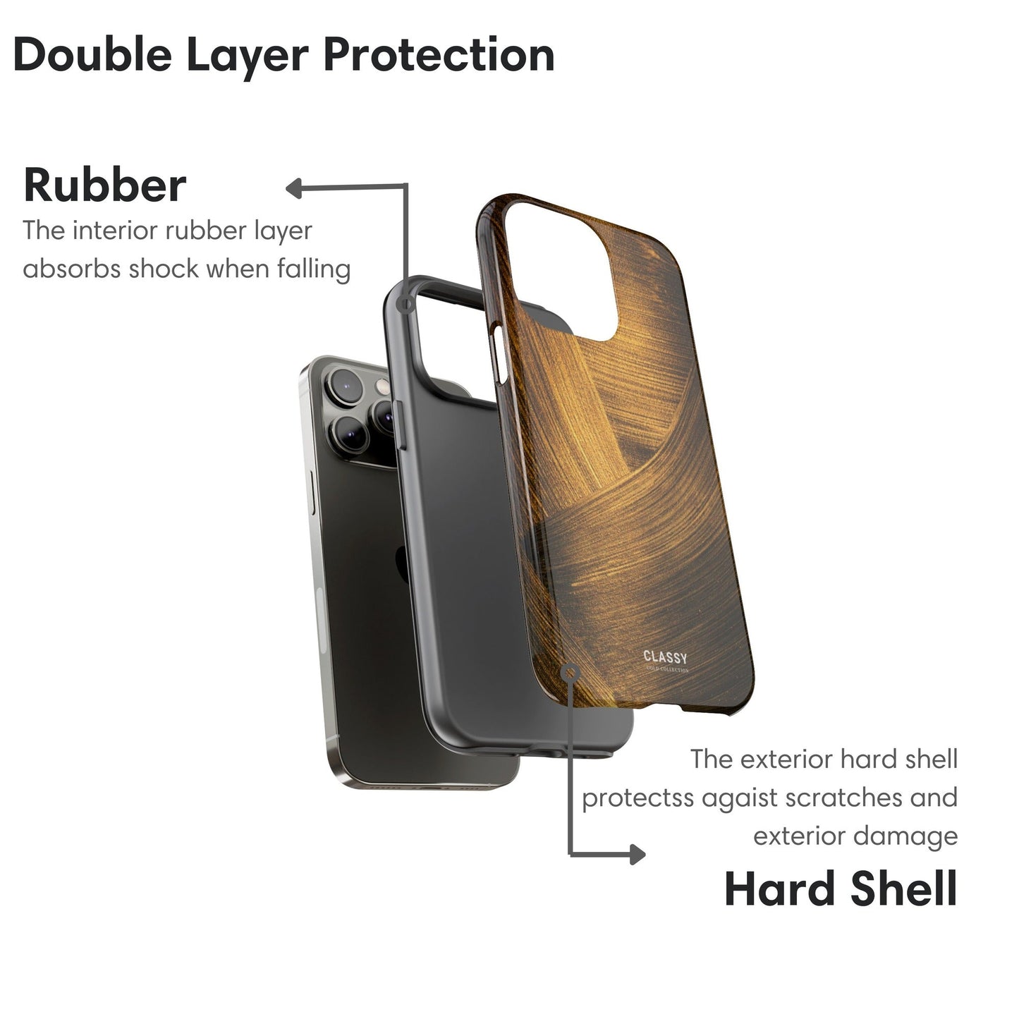 Dark Gold Pattern Tough Case - Classy Cases - Phone Case - iPhone 17 - Glossy - 