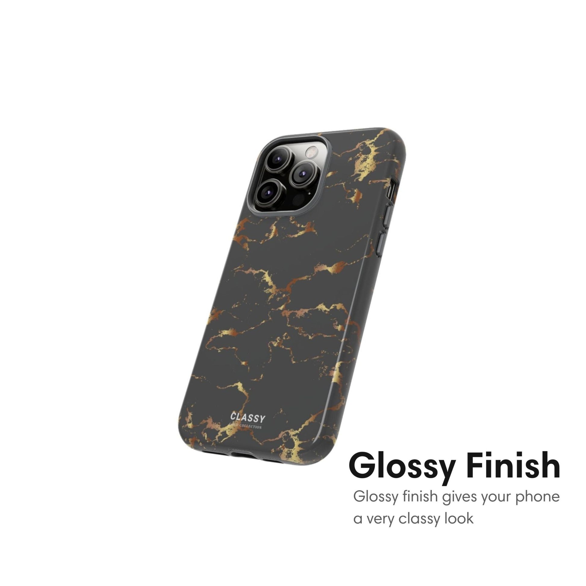 Dark Gray and Gold Marble Tough Case - Classy Cases - Phone Case - iPhone 17 - Glossy - 