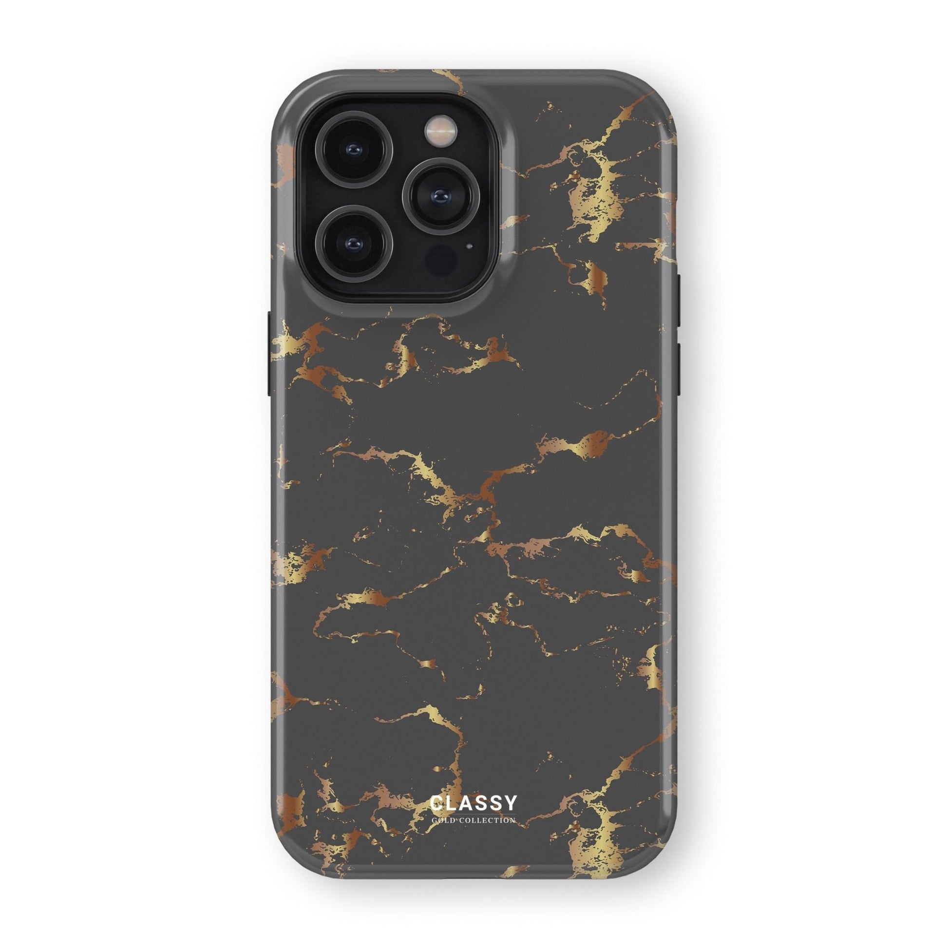 Dark Gray and Gold Marble Tough Case - Classy Cases - Phone Case - iPhone 17 - Glossy - 