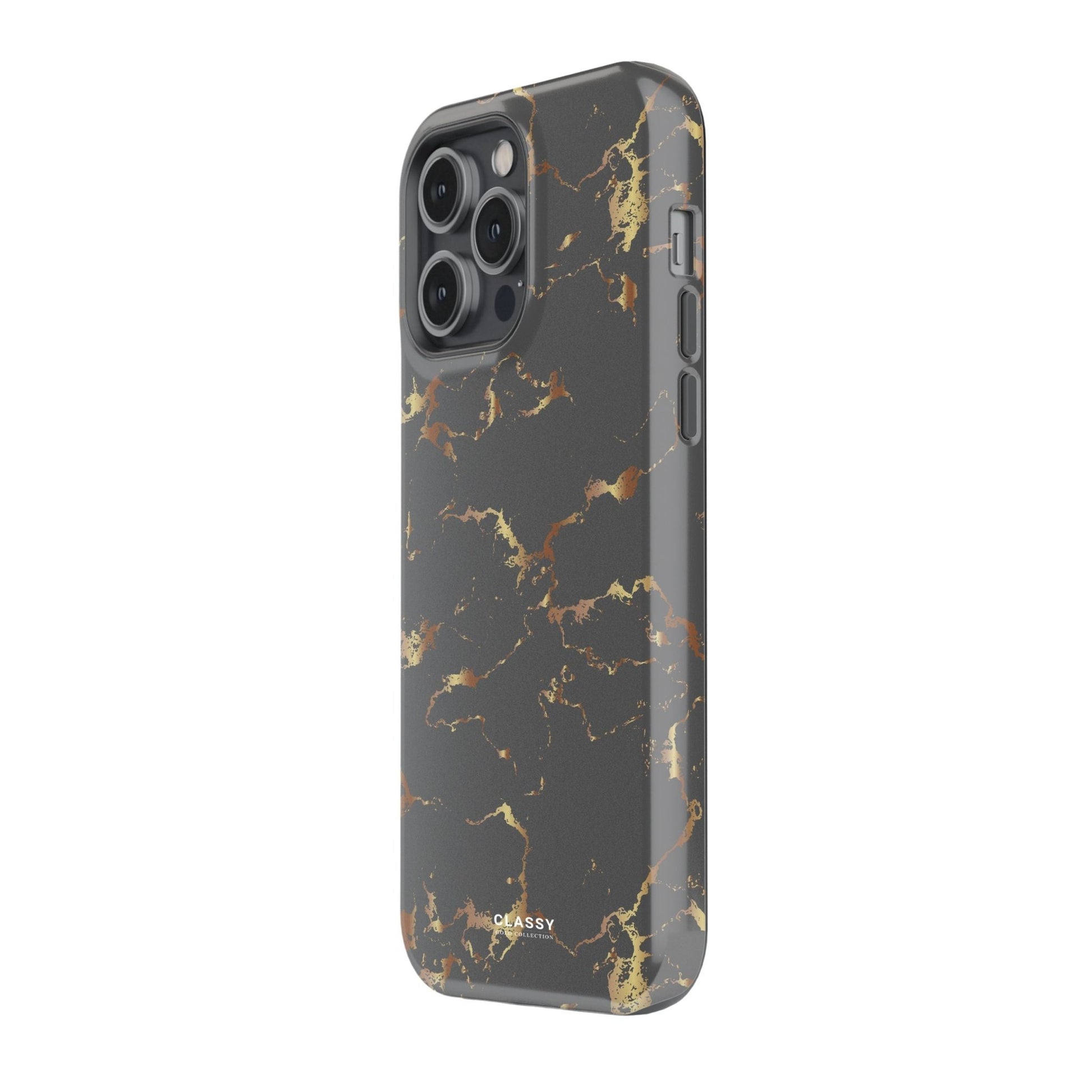 Dark Gray and Gold Marble Tough Case - Classy Cases - Phone Case - iPhone 17 - Glossy - 
