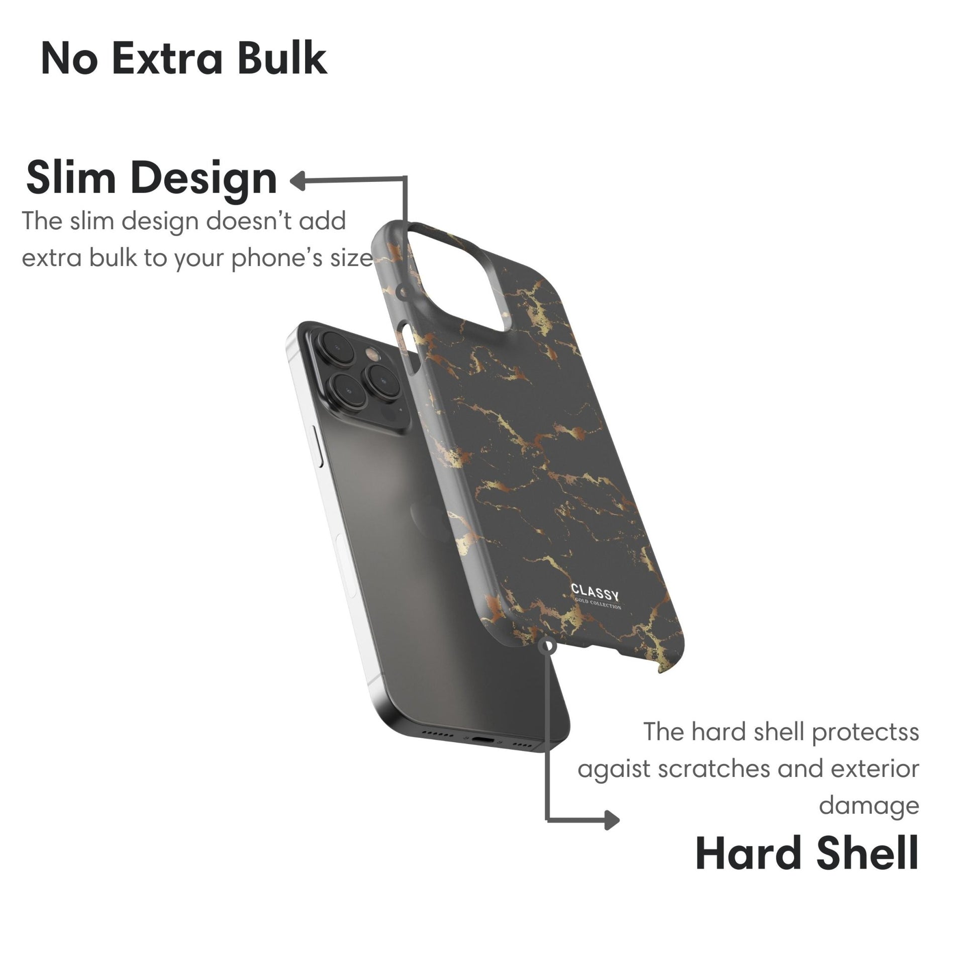 Dark Gray and Gold Snap Case - Classy Cases - Phone Case - iPhone 17 - Glossy - 