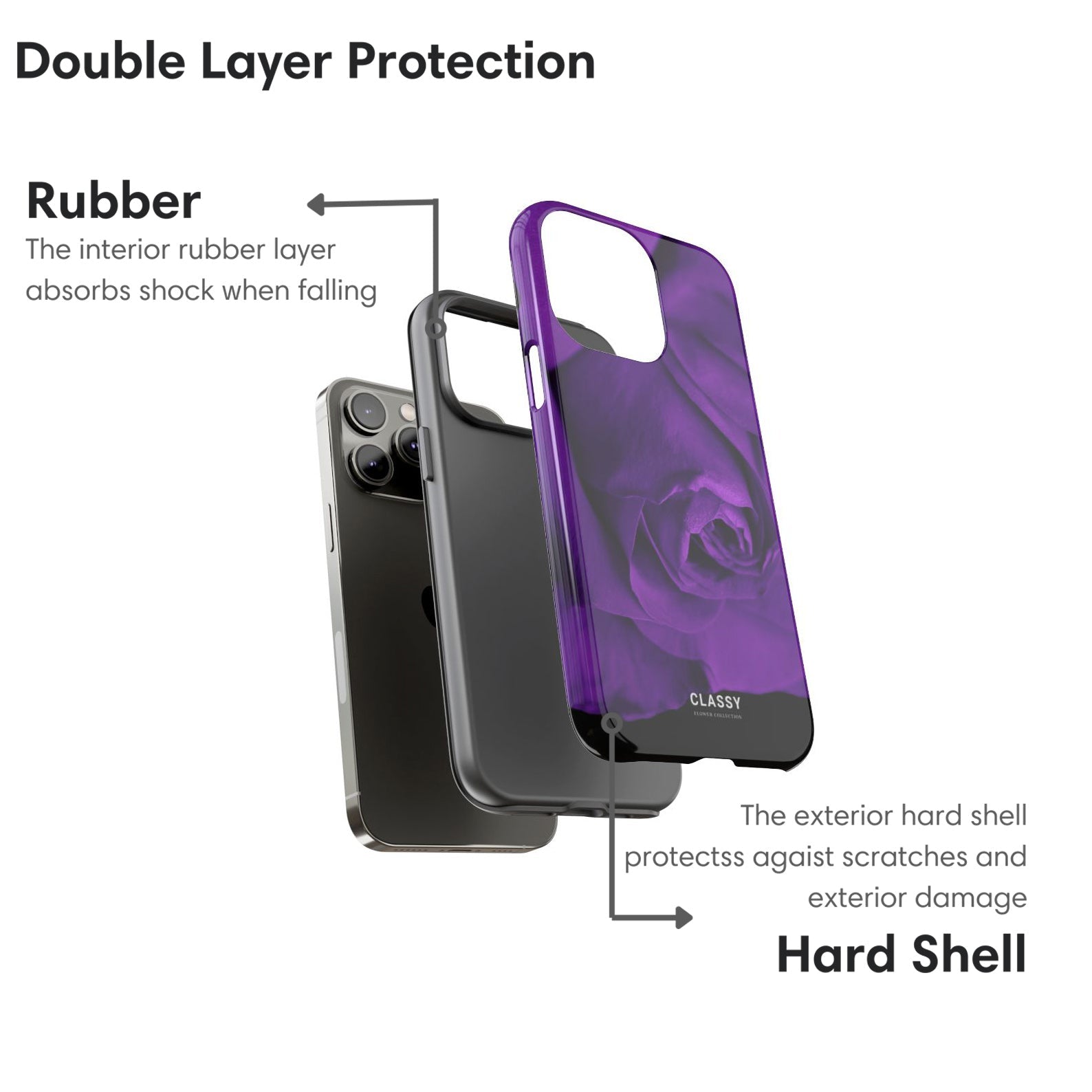 Dark Purple Flower Tough Case - Classy Cases - Phone Case - iPhone 17 - Glossy - 