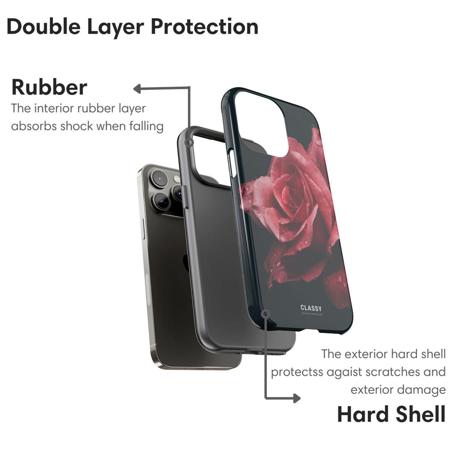 Dark Rose Tough Case - Classy Cases - Phone Case - iPhone 17 - Glossy - 