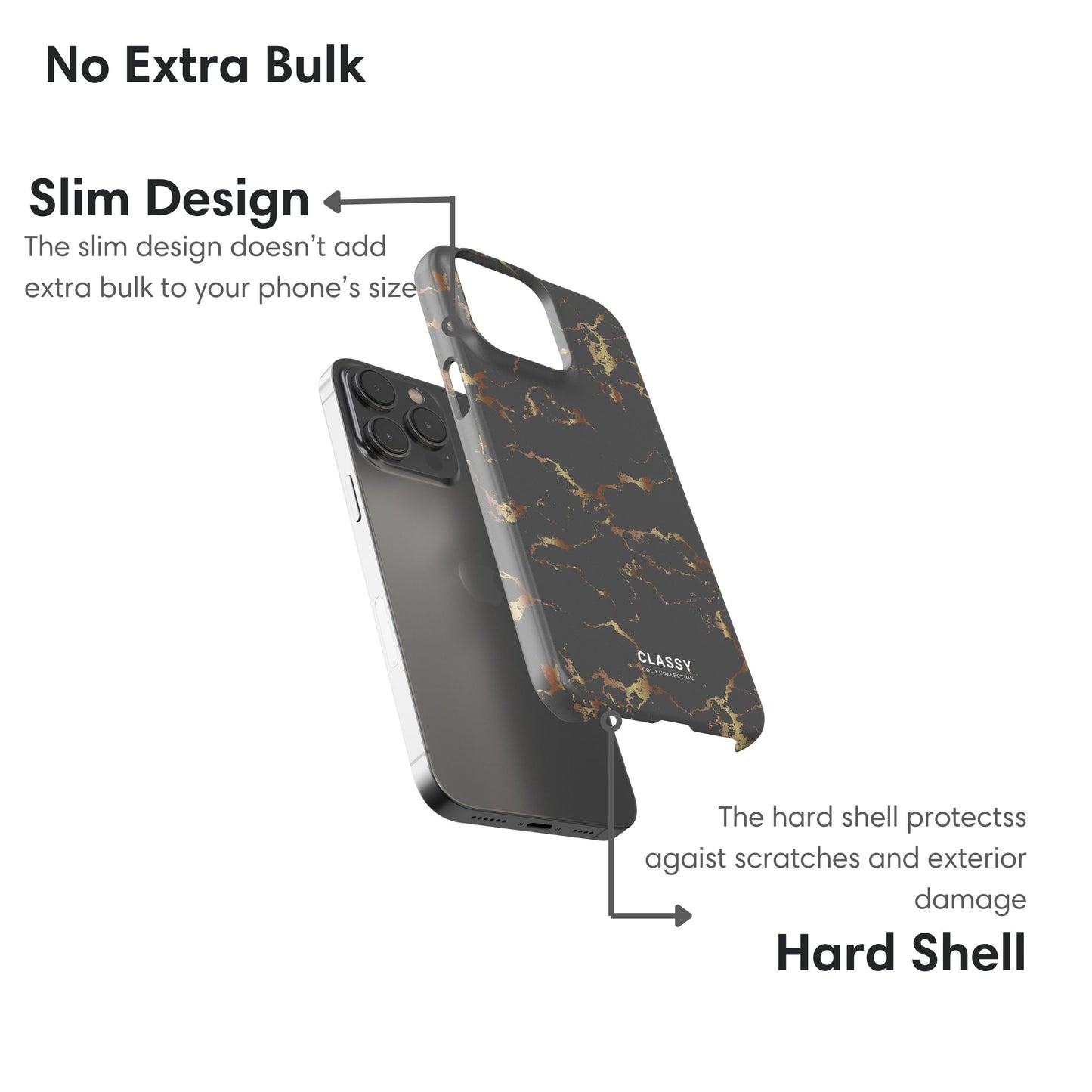 Dark Gray and Gold Snap Case layers