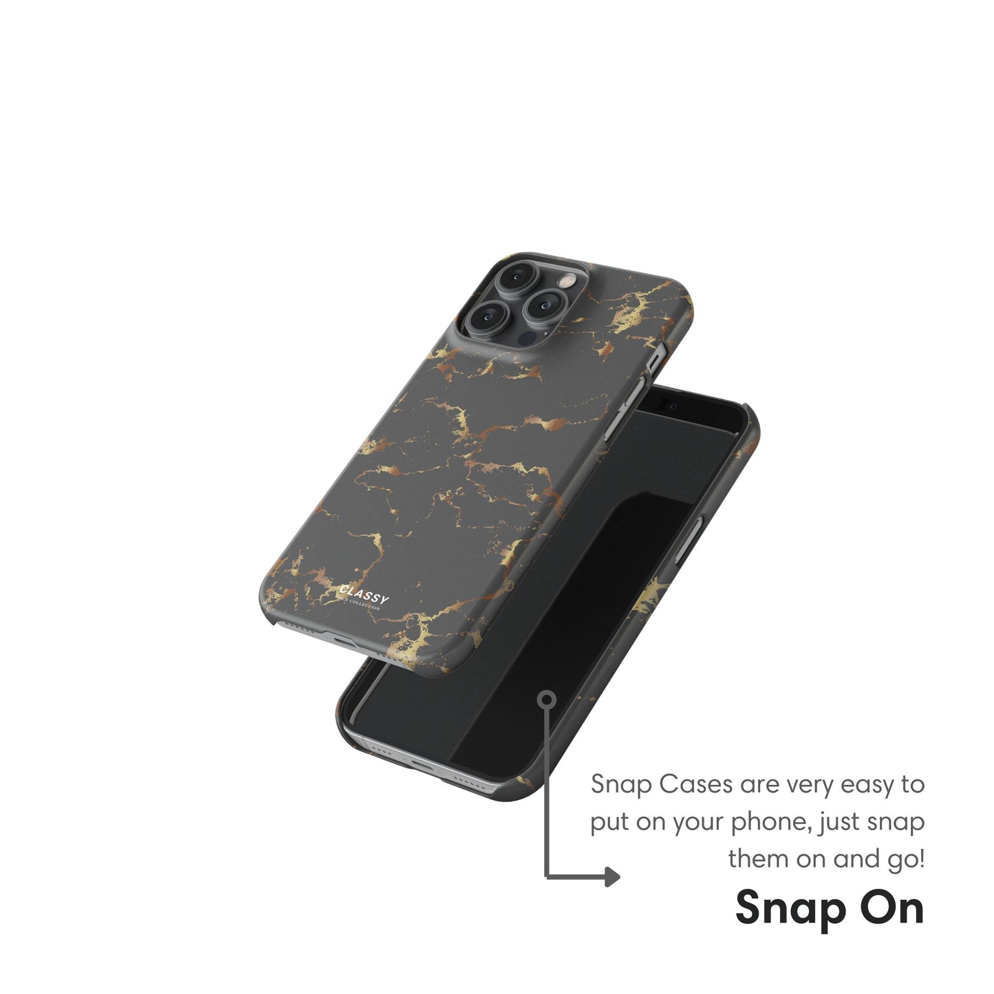 Dark Gray and Gold Snap Case snap on