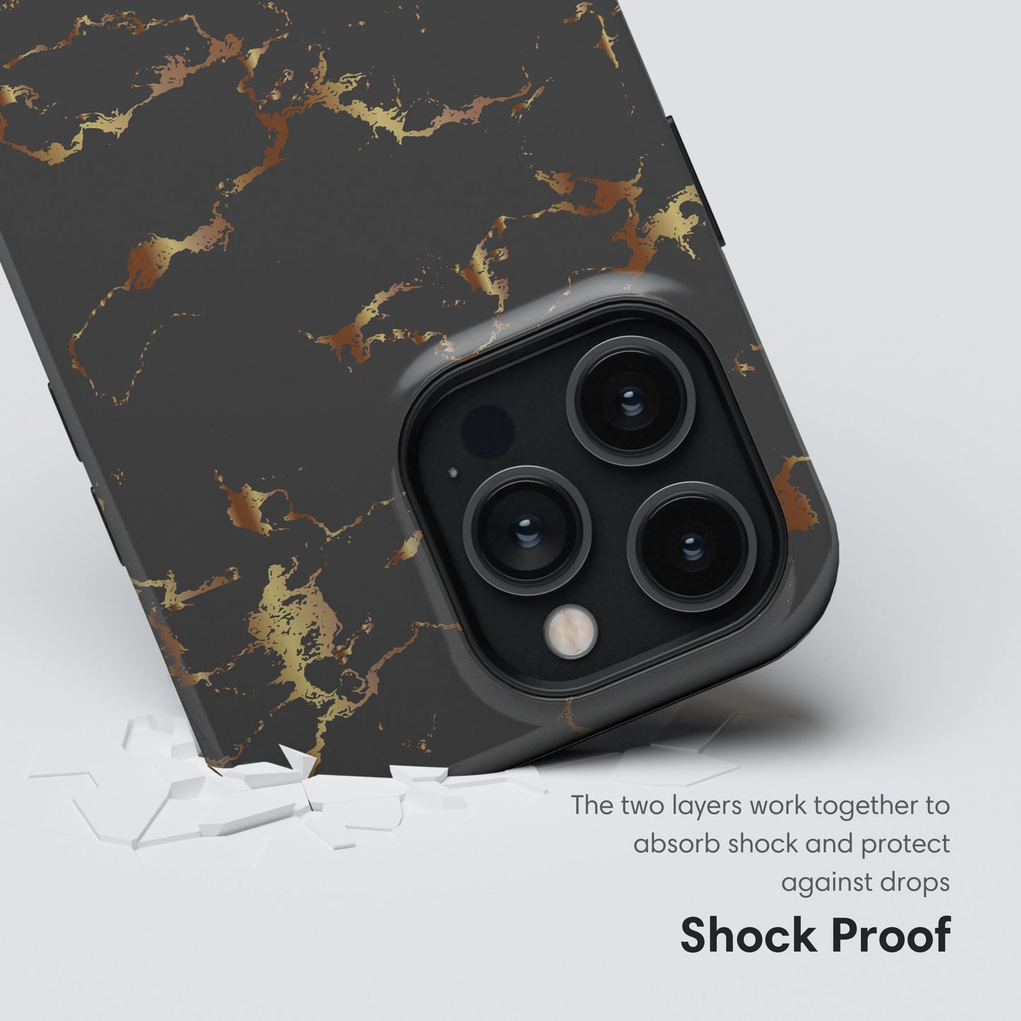 Dark Gray and Gold Marble Tough Case shockproof