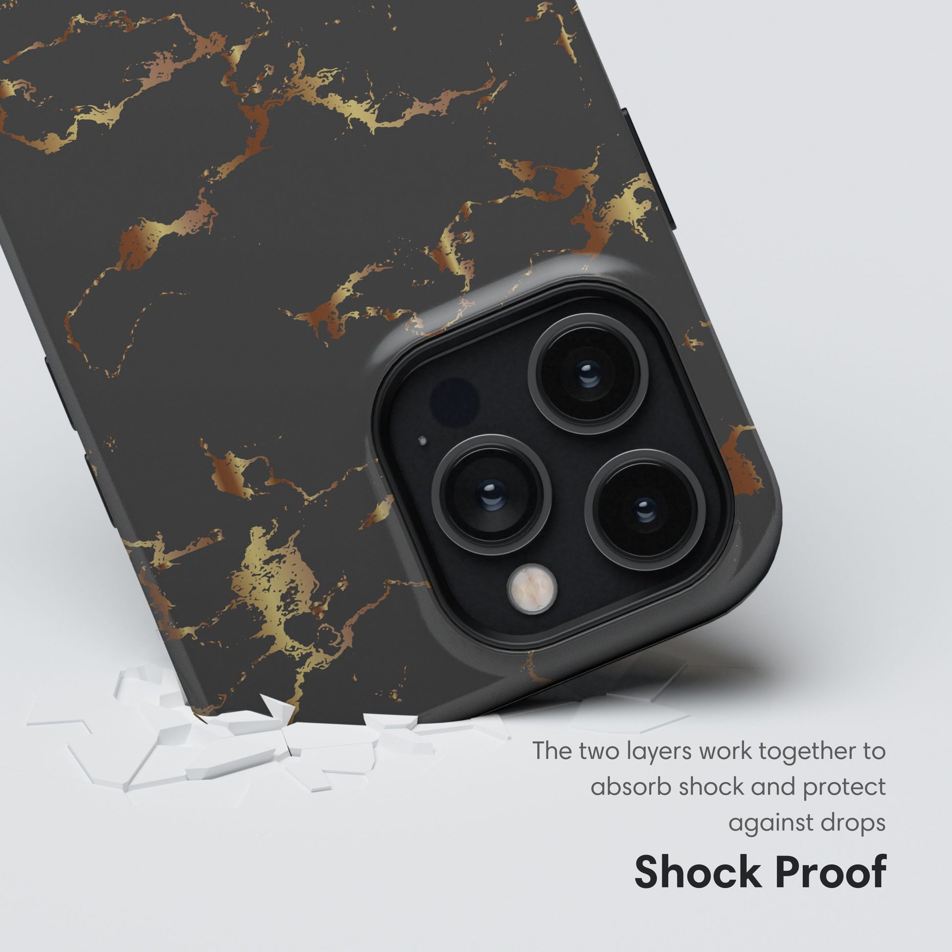 Dark Gray and Gold Marble Tough Case shockproof