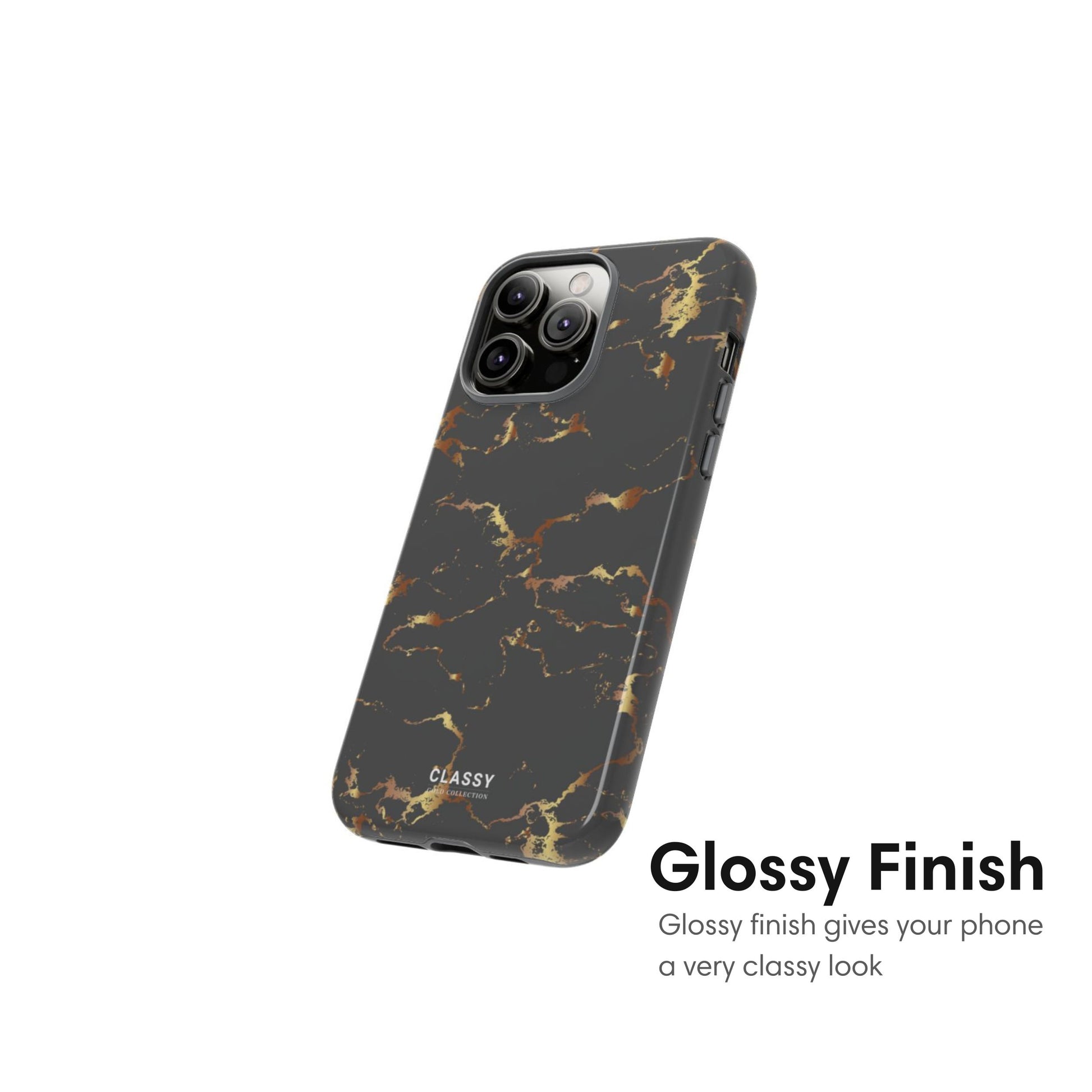Dark Gray and Gold Marble Tough Case glossy
