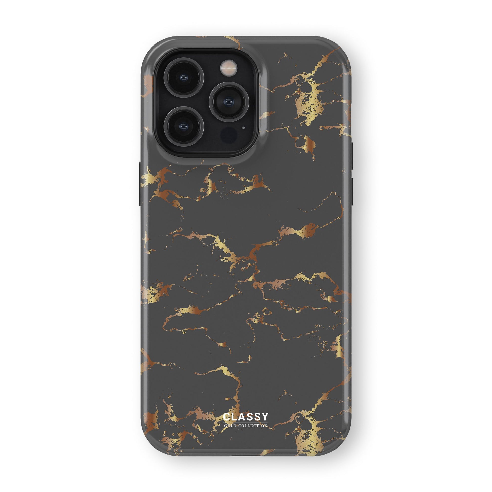 Dark Gray and Gold Marble Tough Case front
