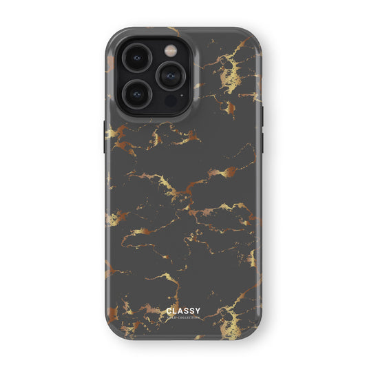 Dark Gray and Gold Marble Tough Case front