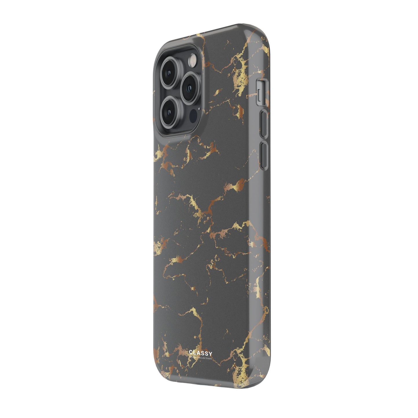 Dark Gray and Gold Marble Tough Case side