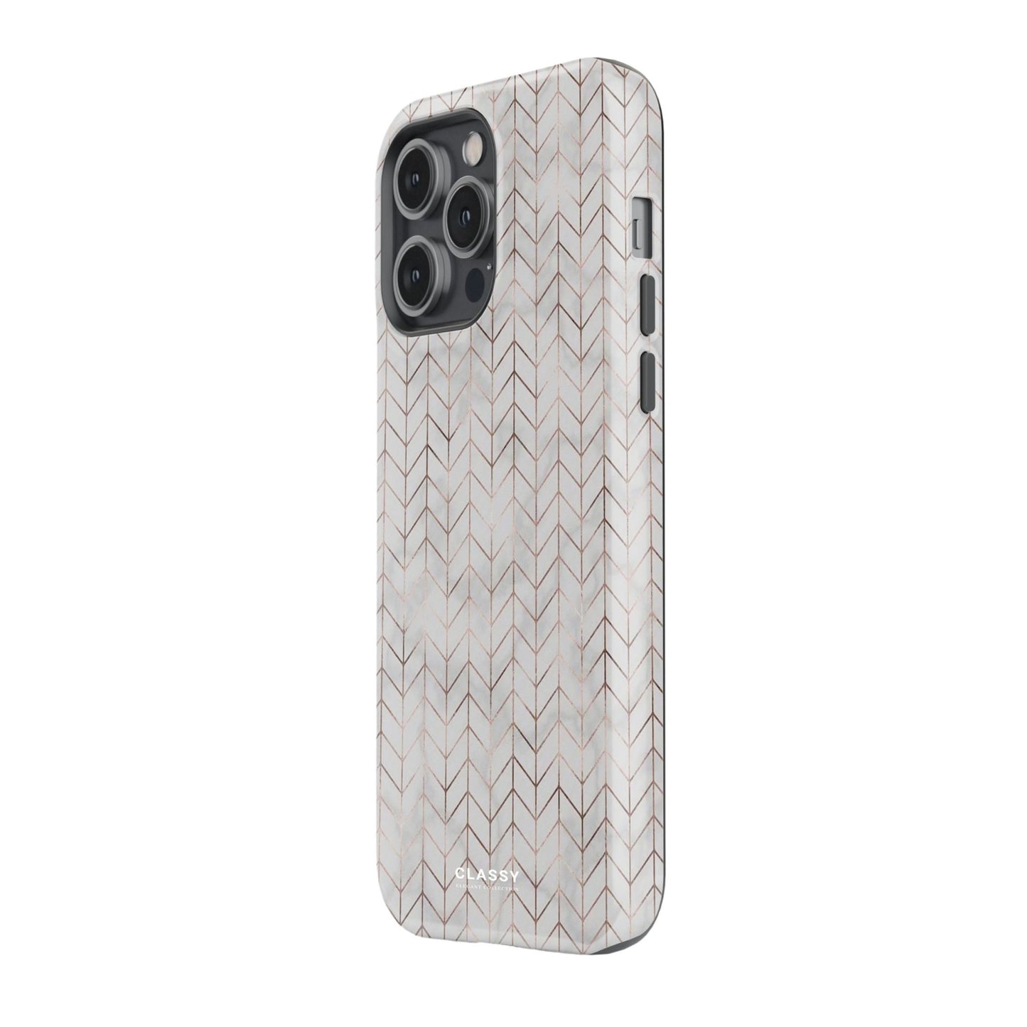 Gold and Gray Chevron Pattern Tough Case - Classy Cases - Phone Case - iPhone 17 - Glossy - 
