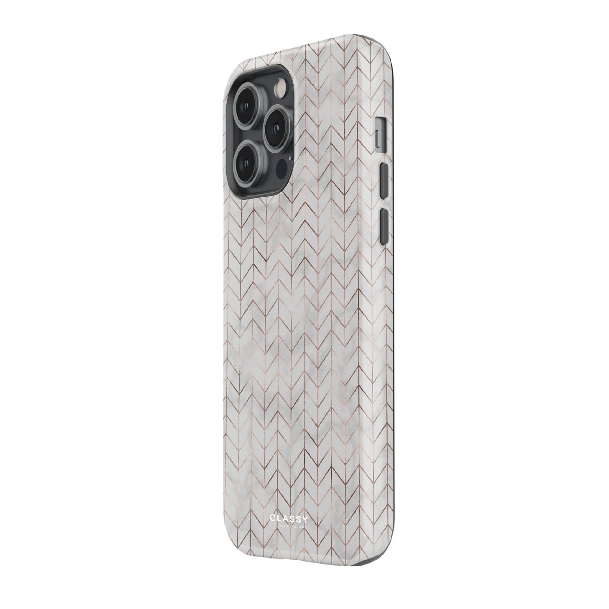 Gold and Gray Chevron Pattern Tough Case - Classy Cases - Phone Case - iPhone 17 - Glossy - 